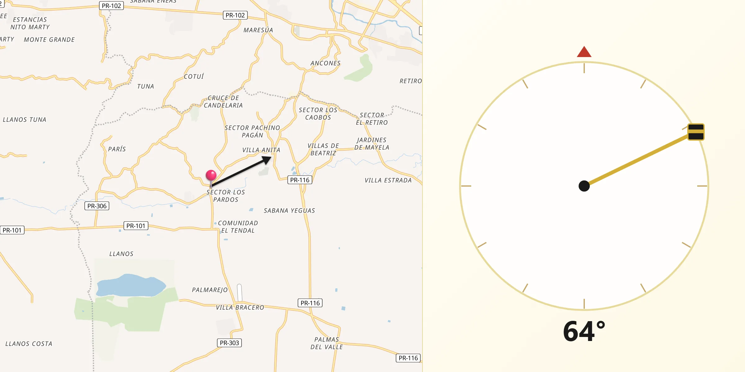 Qibla Direction from Palmarejo
