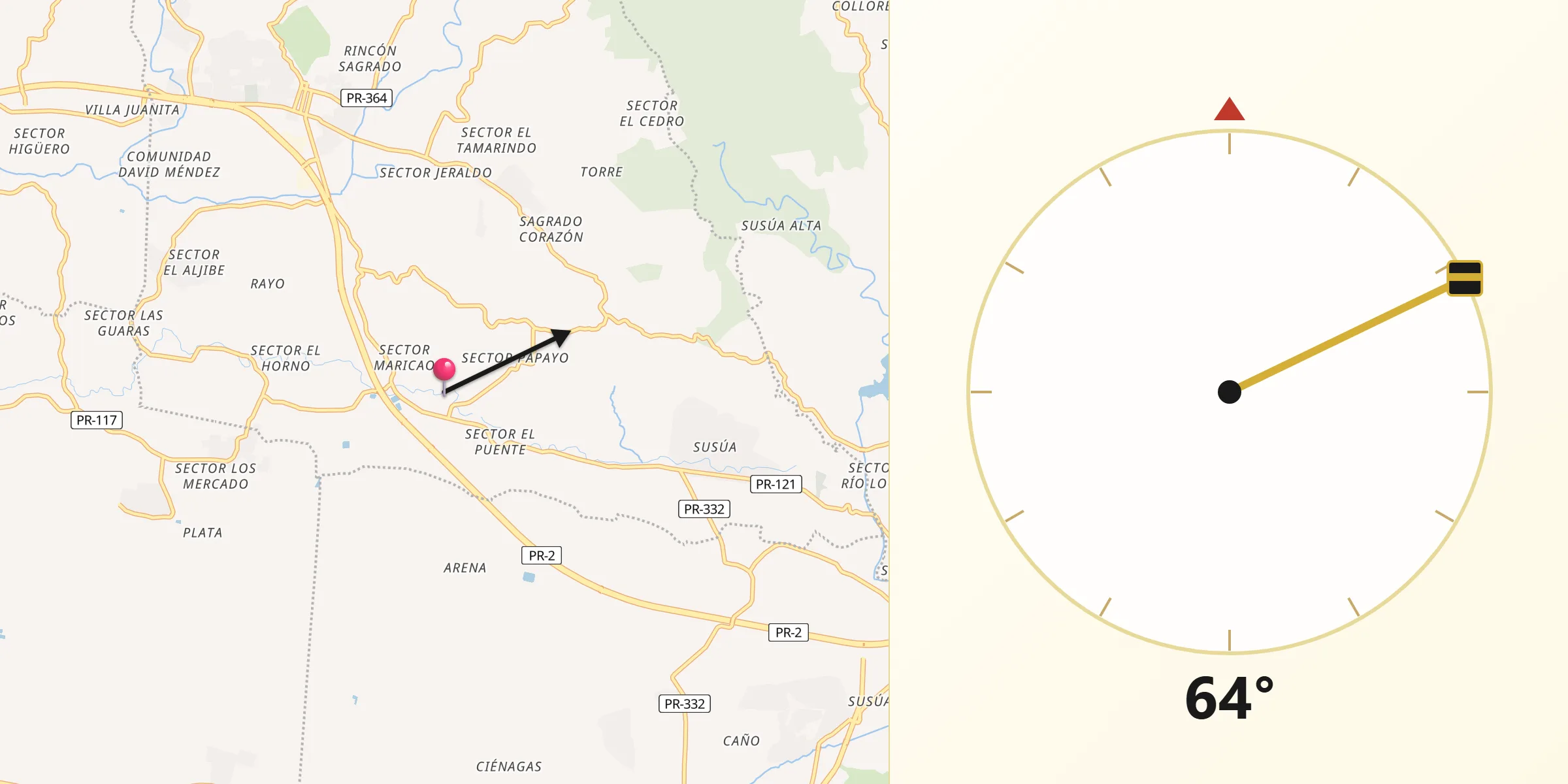 Qibla Direction from Liborio Negron Torres