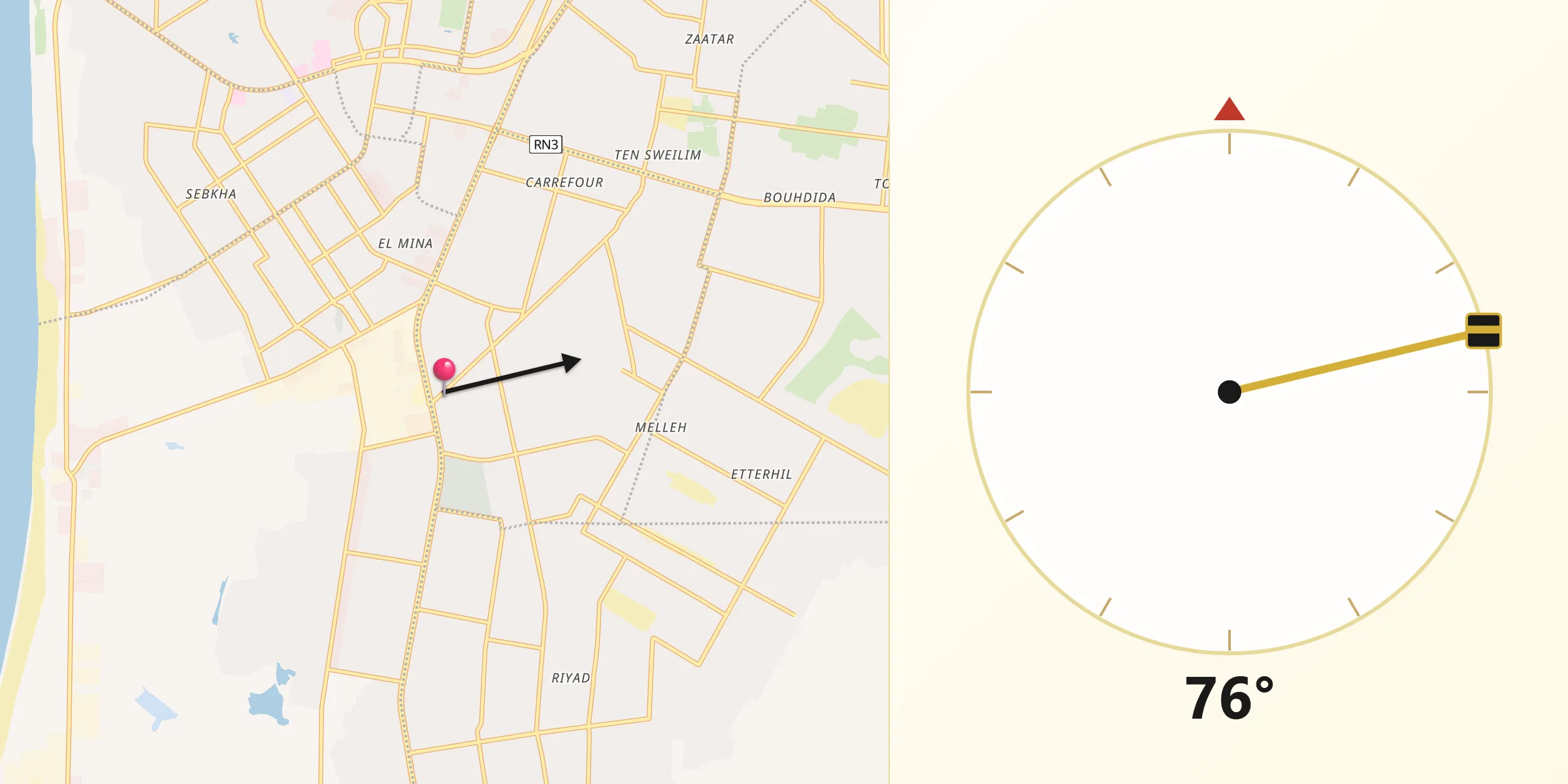 اتجاه القبلة من عرفات