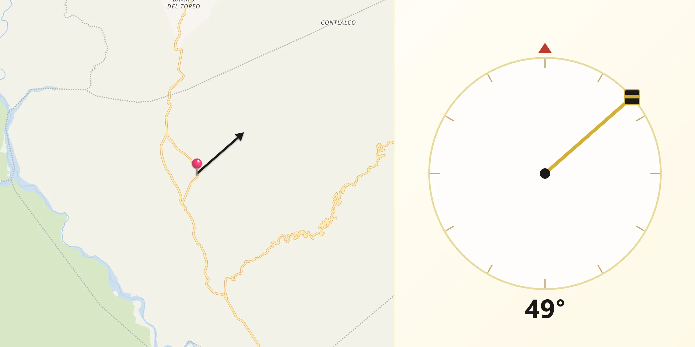 Dirección de la Qibla desde San Juan de los Cues