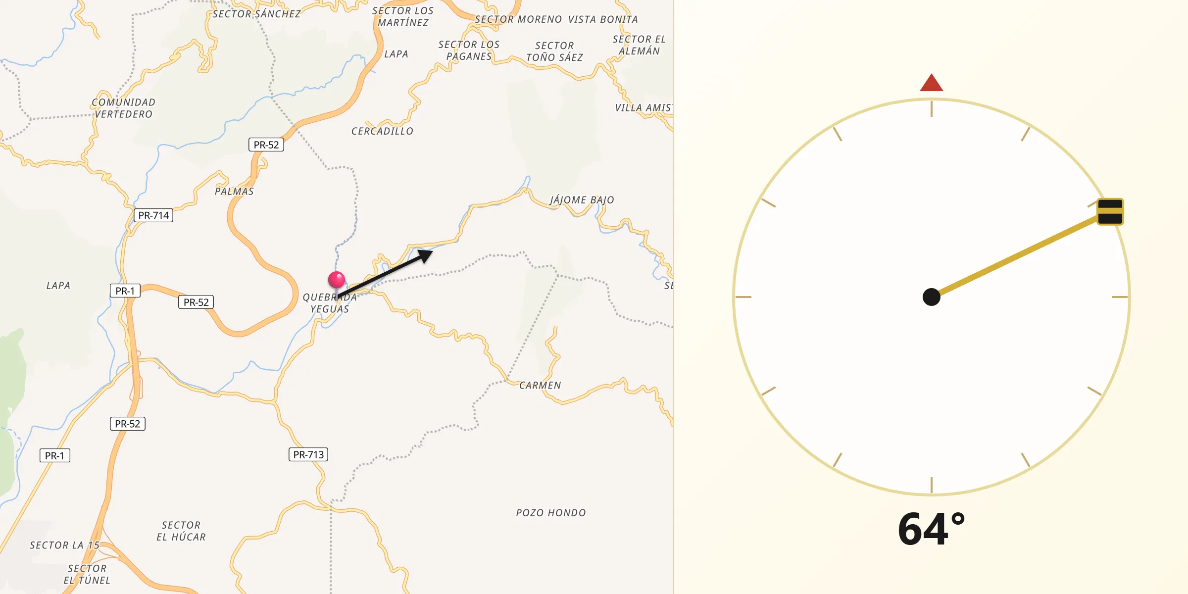 Qibla Direction from La Plena