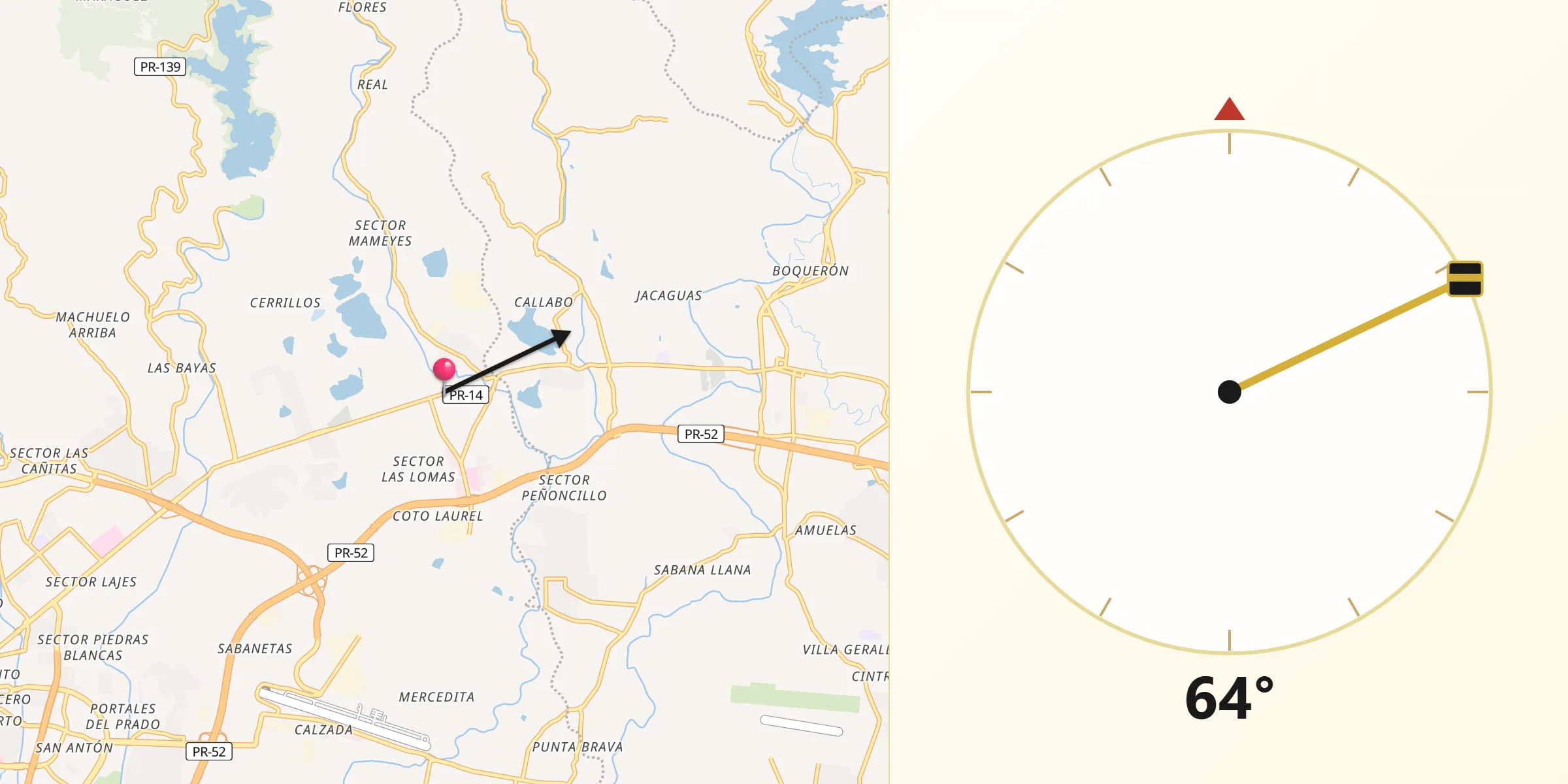 Qibla Direction from Coto Laurel
