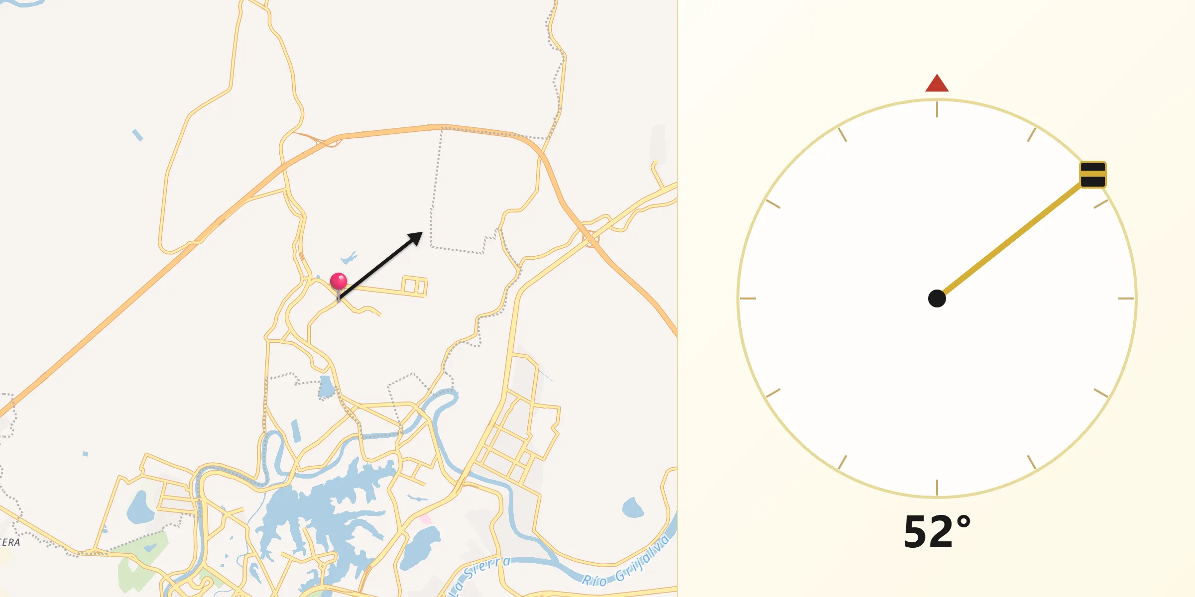 Dirección de la Qibla desde Pomoca