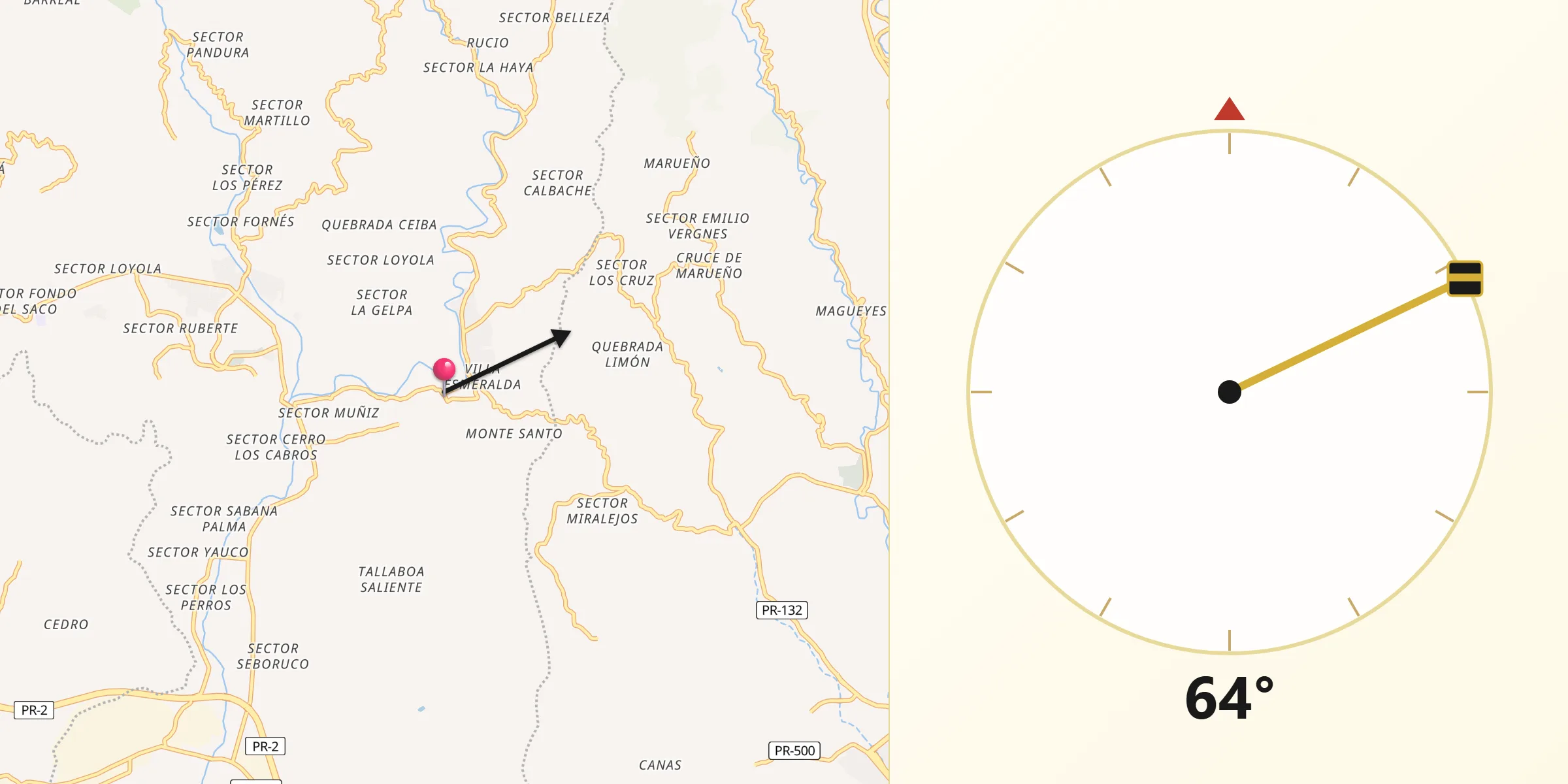 Qibla Direction from Tallaboa Alta