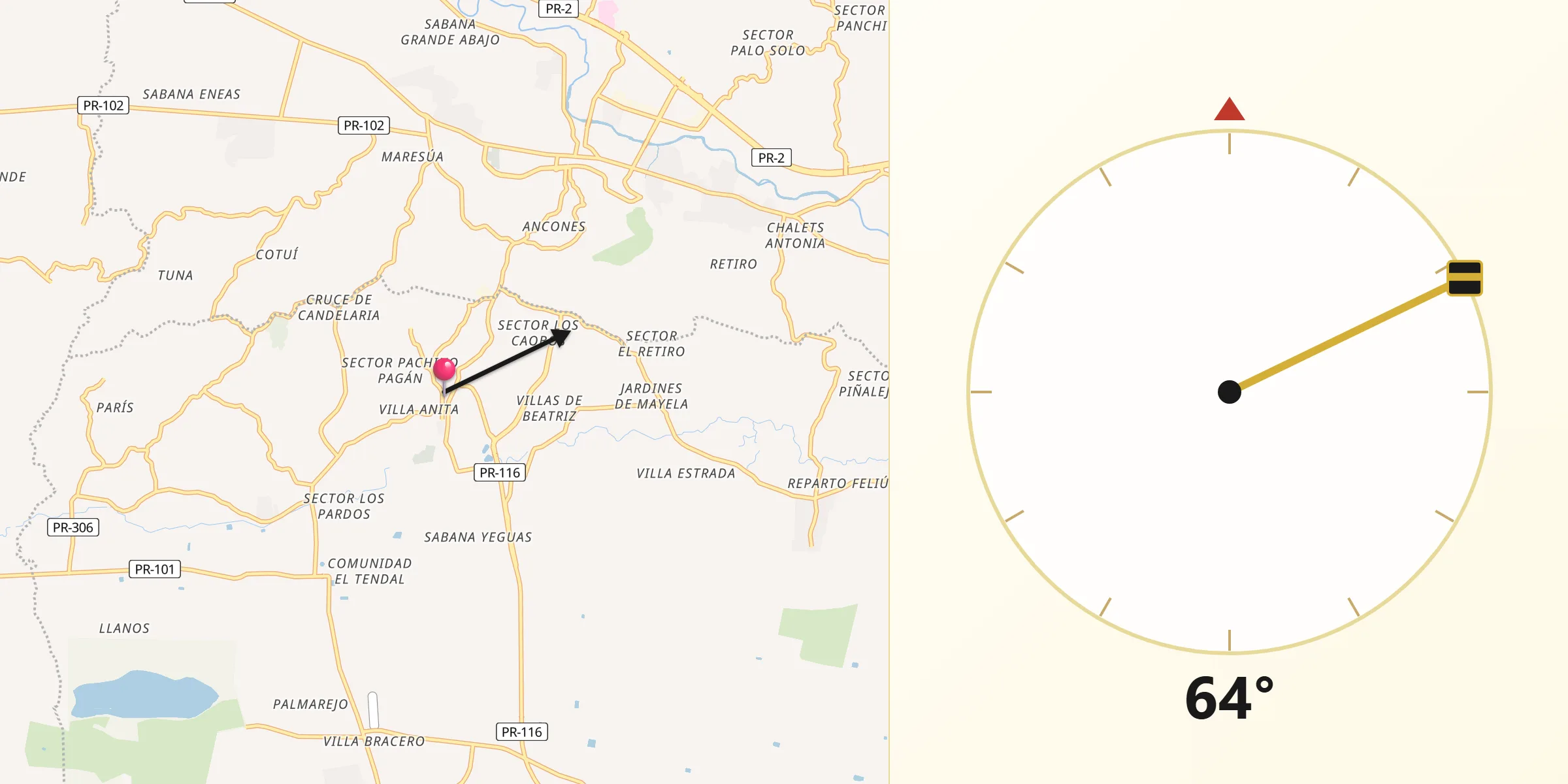 Qibla Direction from Lajas