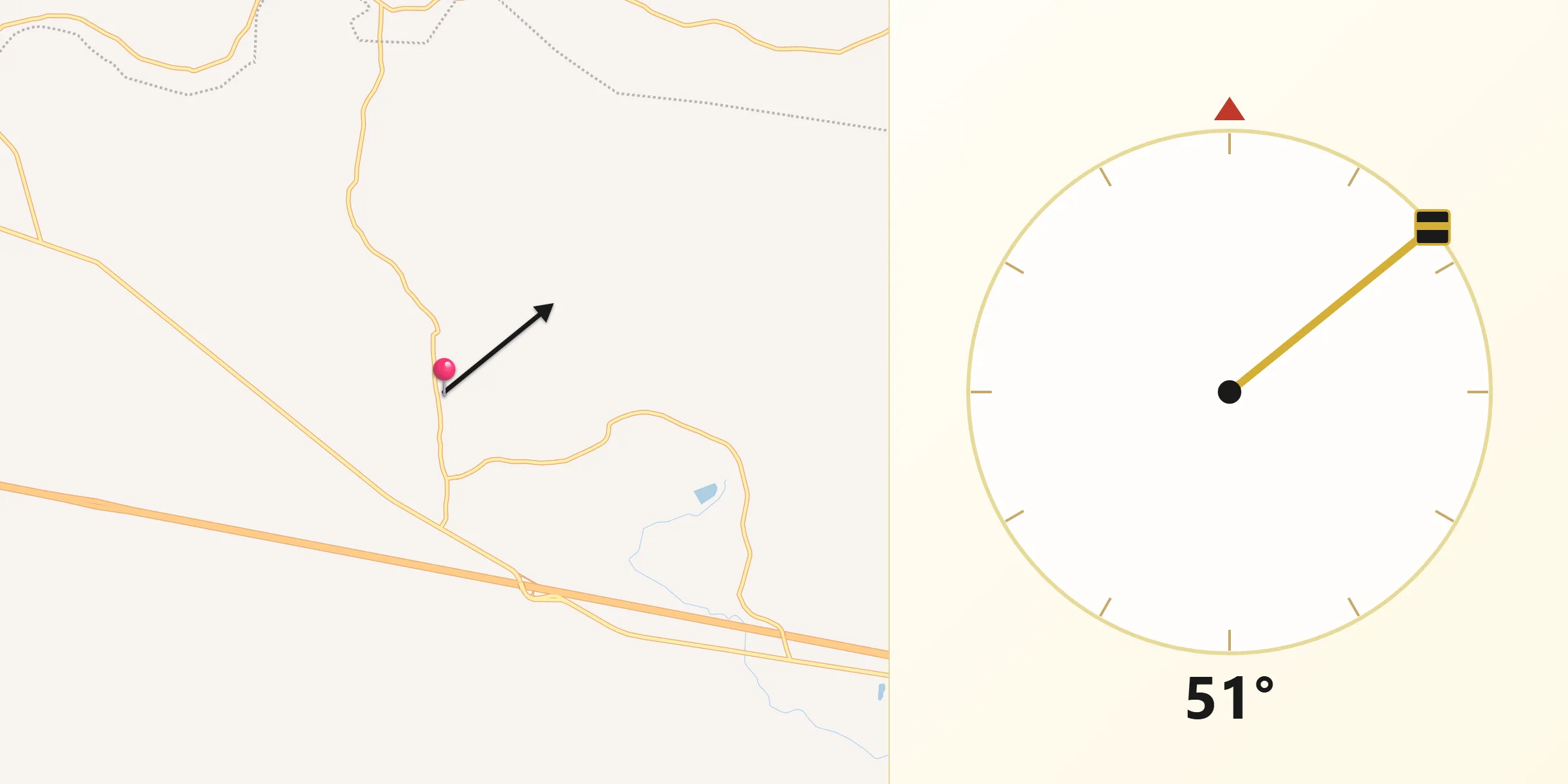 Dirección de la Qibla desde Pejelagartero 1ra. Sección (Plataforma)
