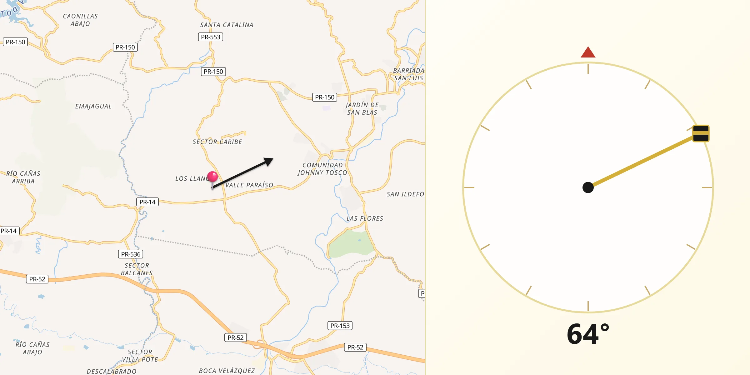 Qibla Direction from Los Llanos