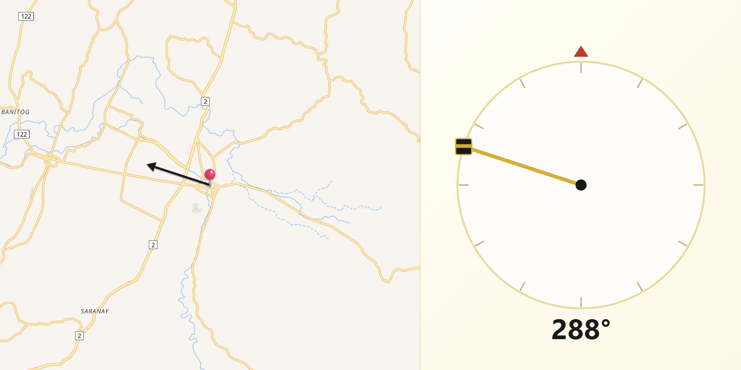 Qibla Direction from Batac City