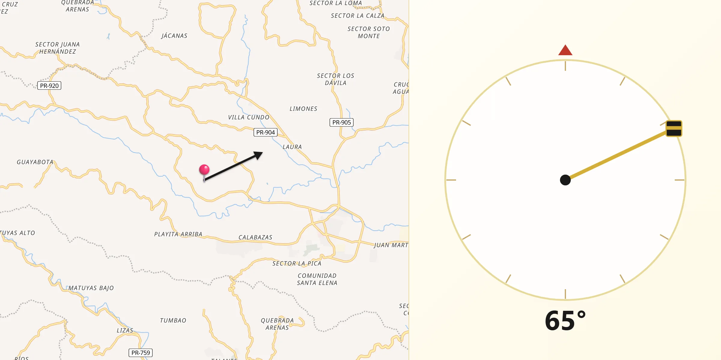 Qibla Direction from Rosa Sanchez
