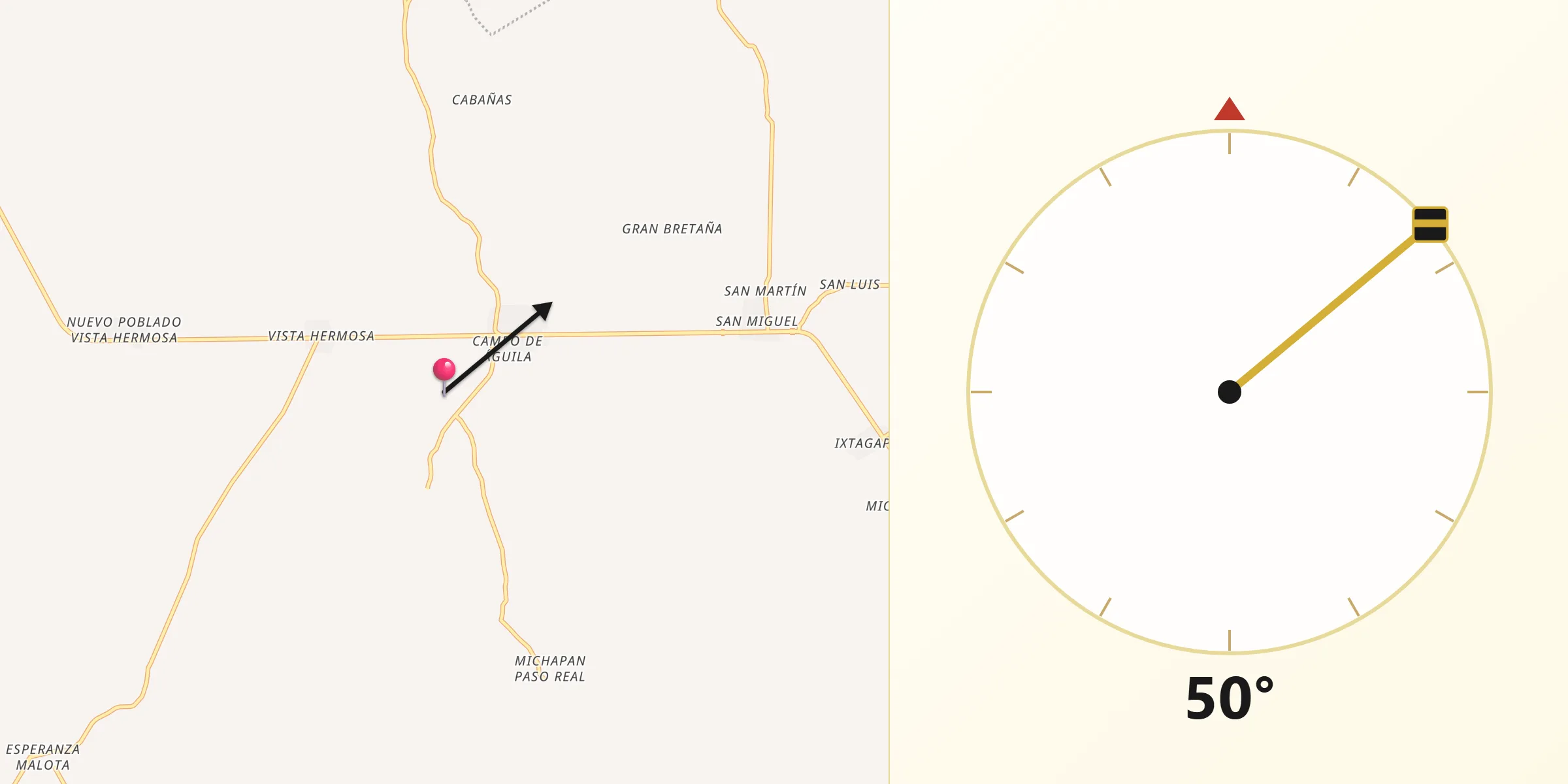 Dirección de la Qibla desde Quiamoloapan