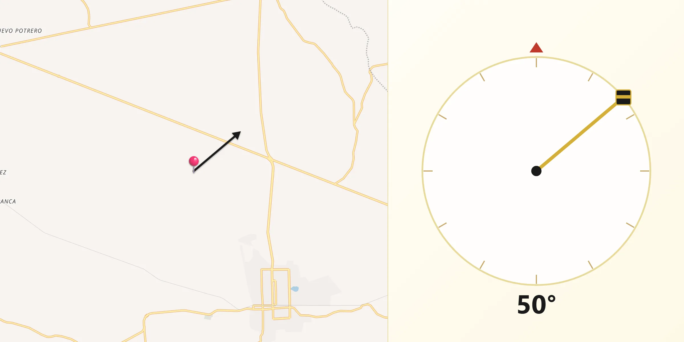 Dirección de la Qibla desde Isla