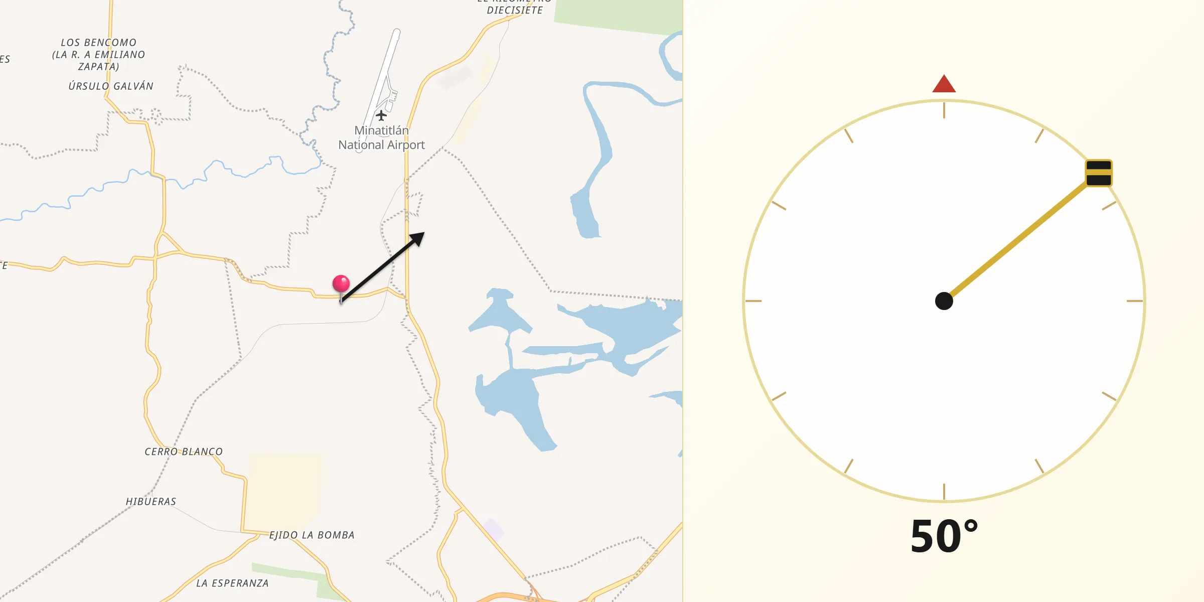 Dirección de la Qibla desde Barrancas