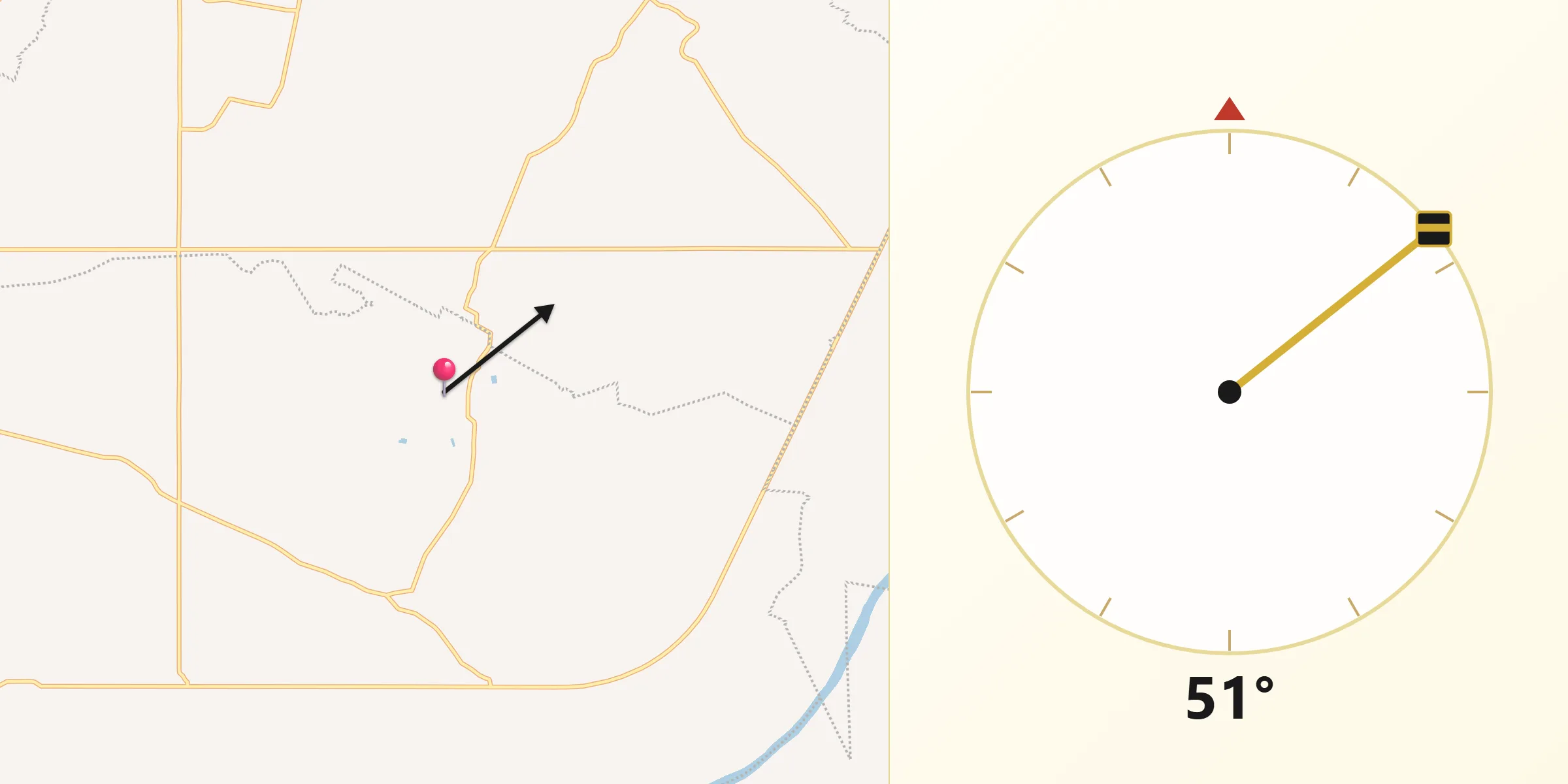 Dirección de la Qibla desde Rancho Nuevo