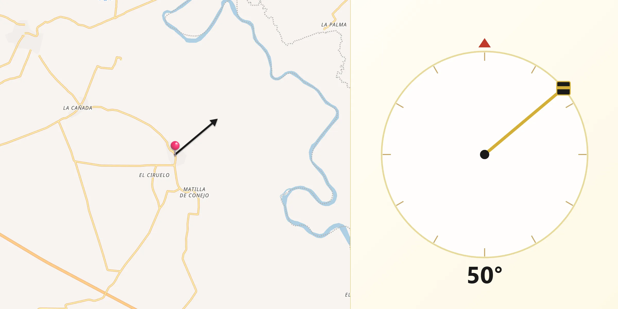 Dirección de la Qibla desde El Blanco