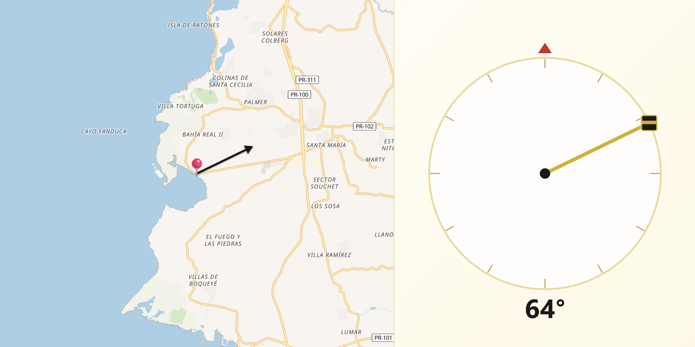 Qibla Direction from Puerto Real