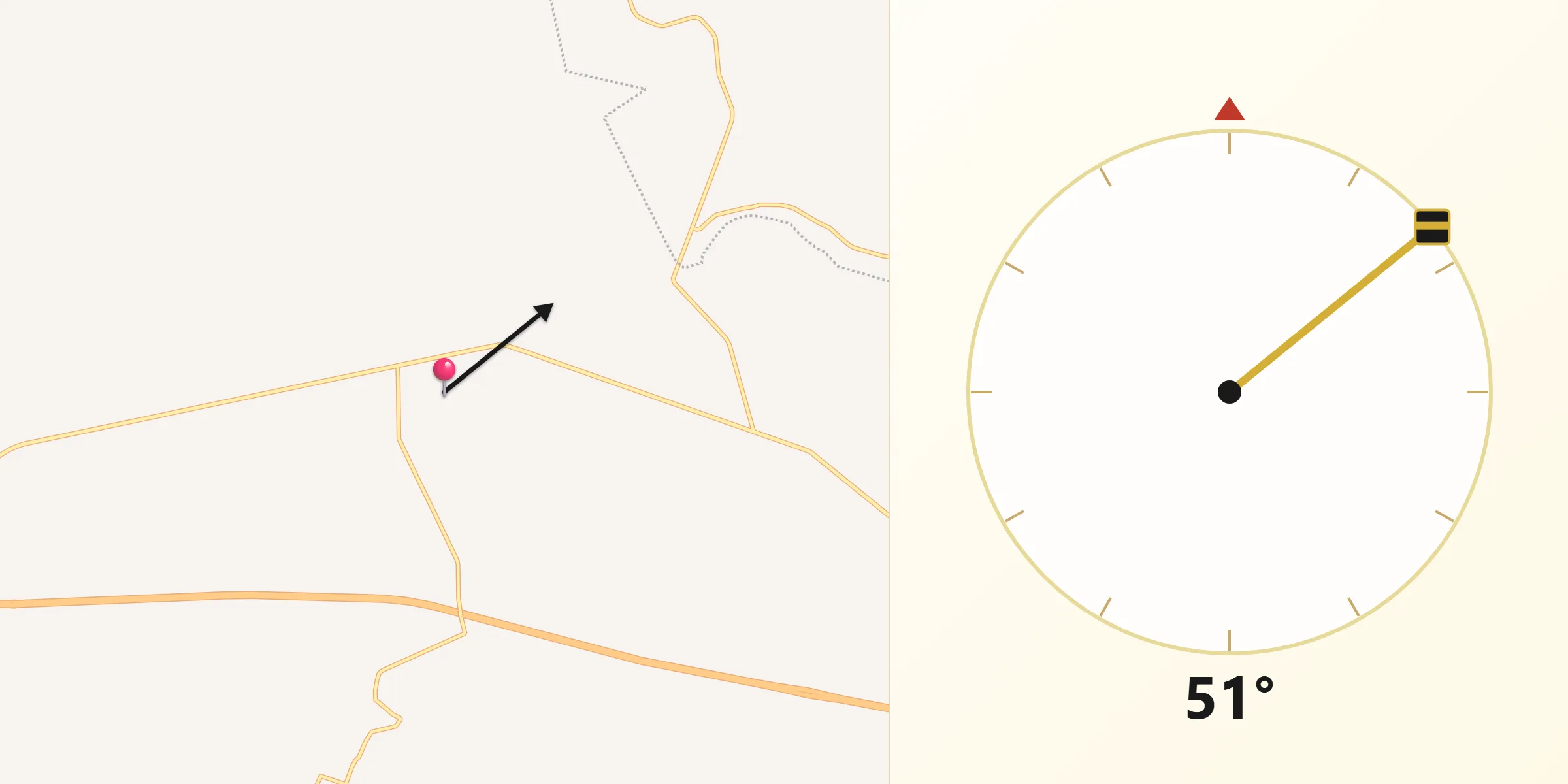 Dirección de la Qibla desde Blasillo 1ra. Sección (Nicolás Bravo)