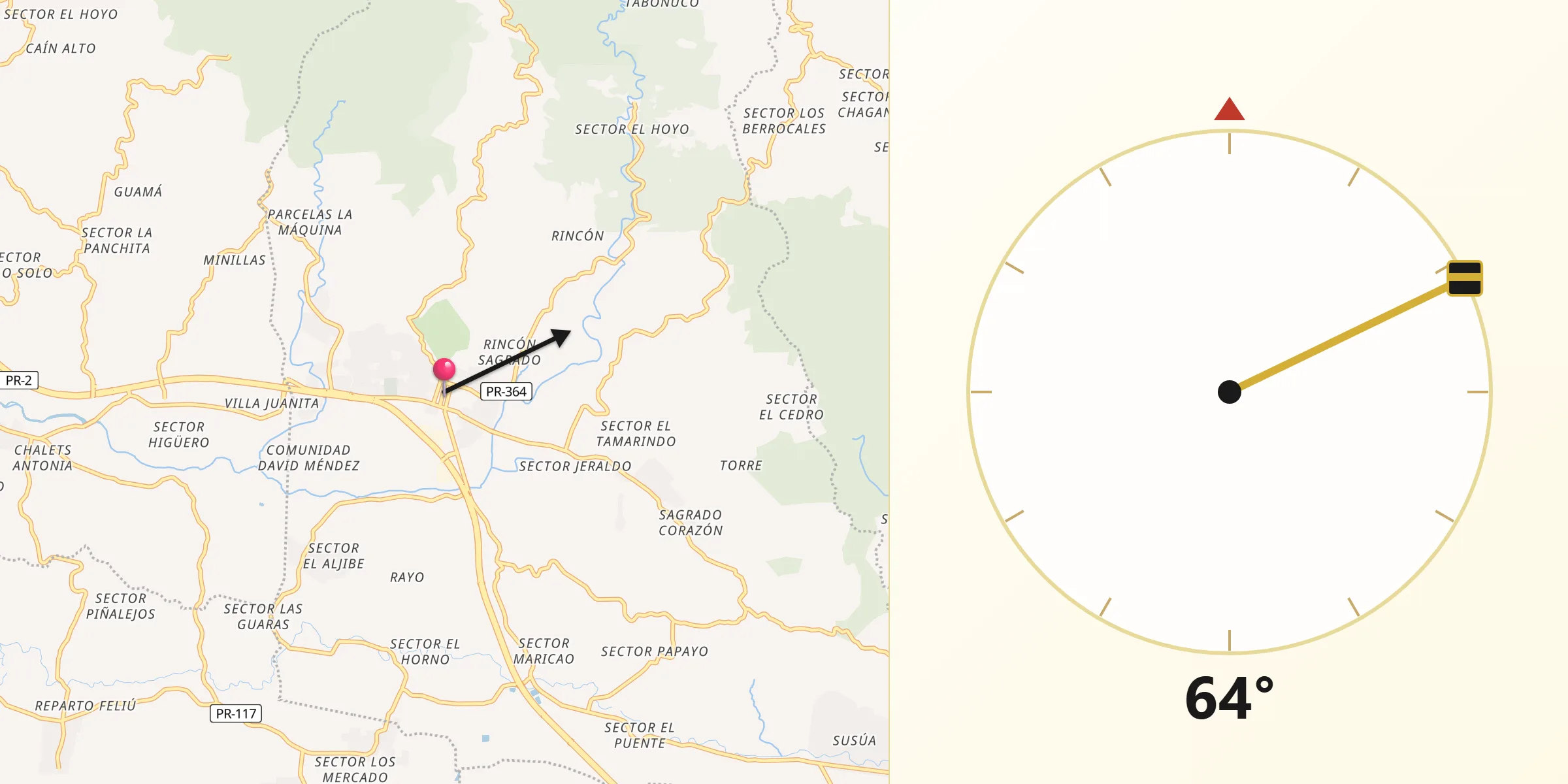 Qibla Direction from Sabana Grande