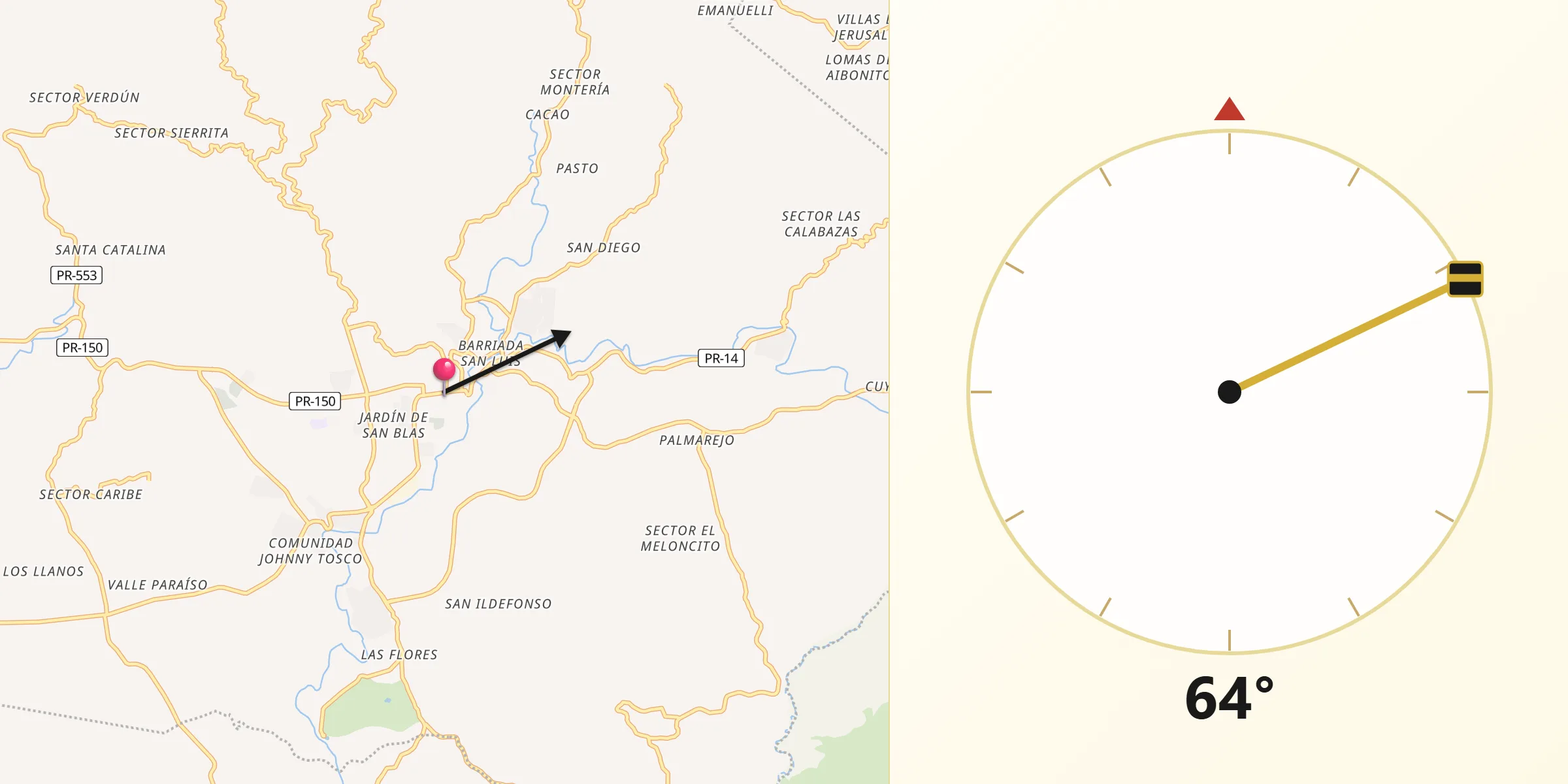 Qibla Direction from Coamo