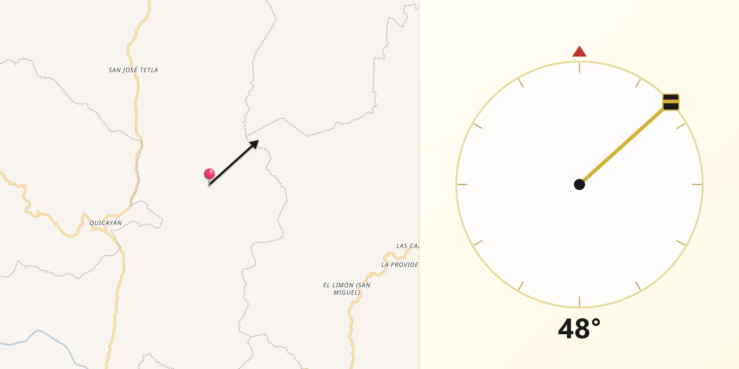 Dirección de la Qibla desde Piaxtla