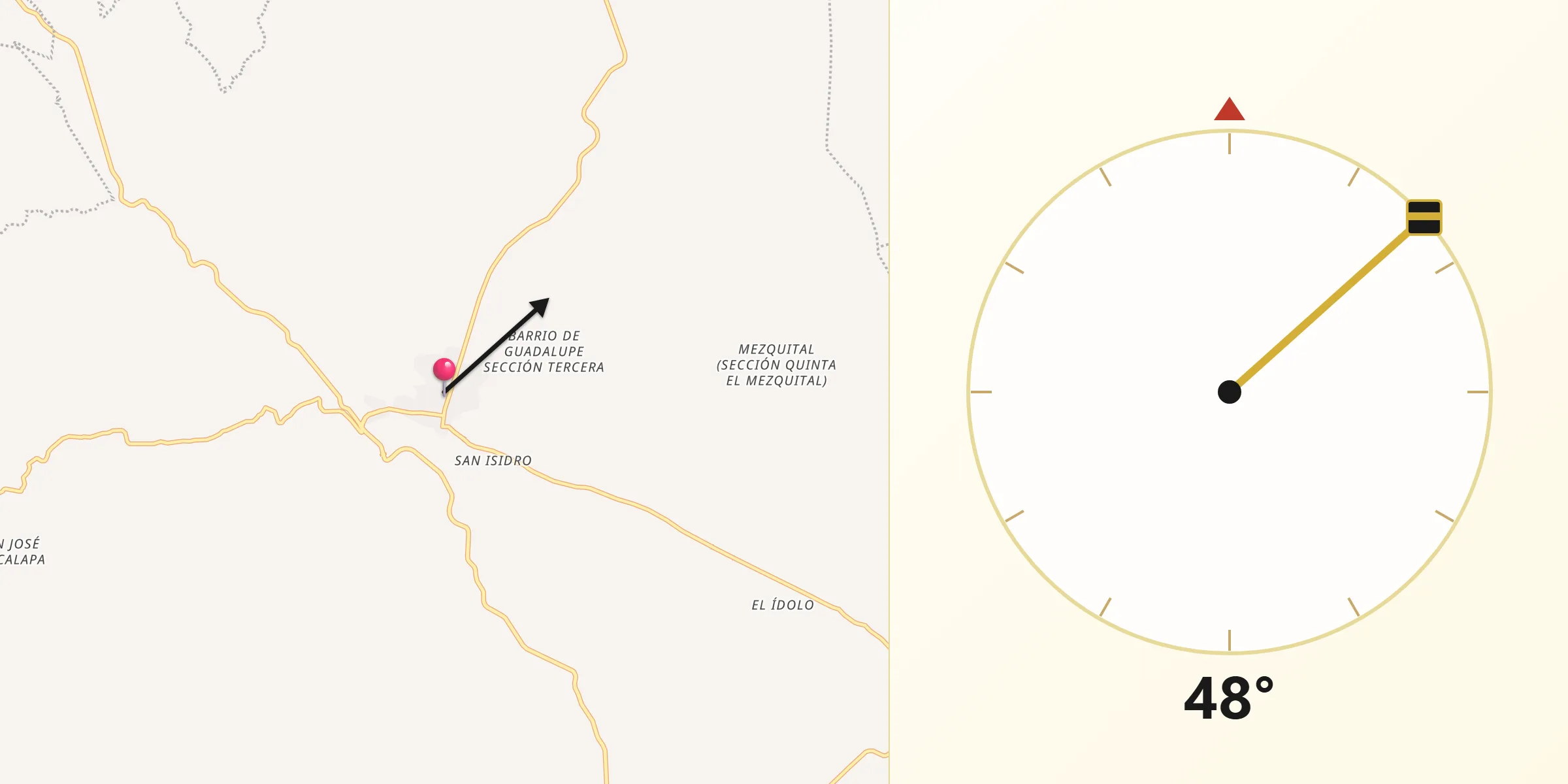 Dirección de la Qibla desde Petlalcingo
