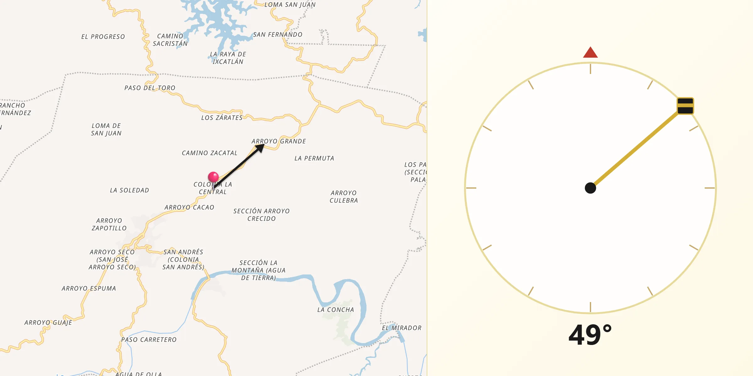 Dirección de la Qibla desde Colonia la Central