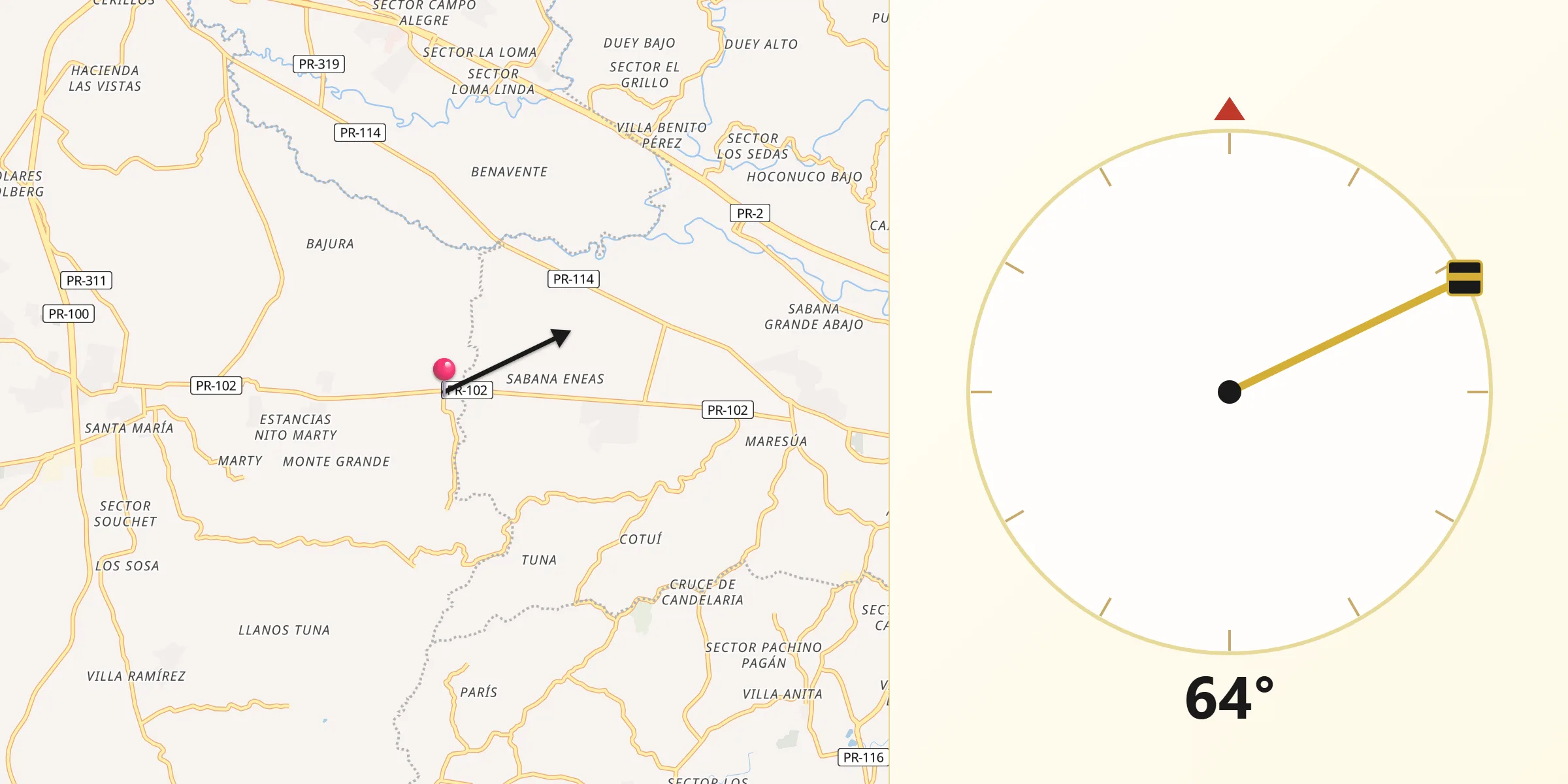 Qibla Direction from Monte Grande