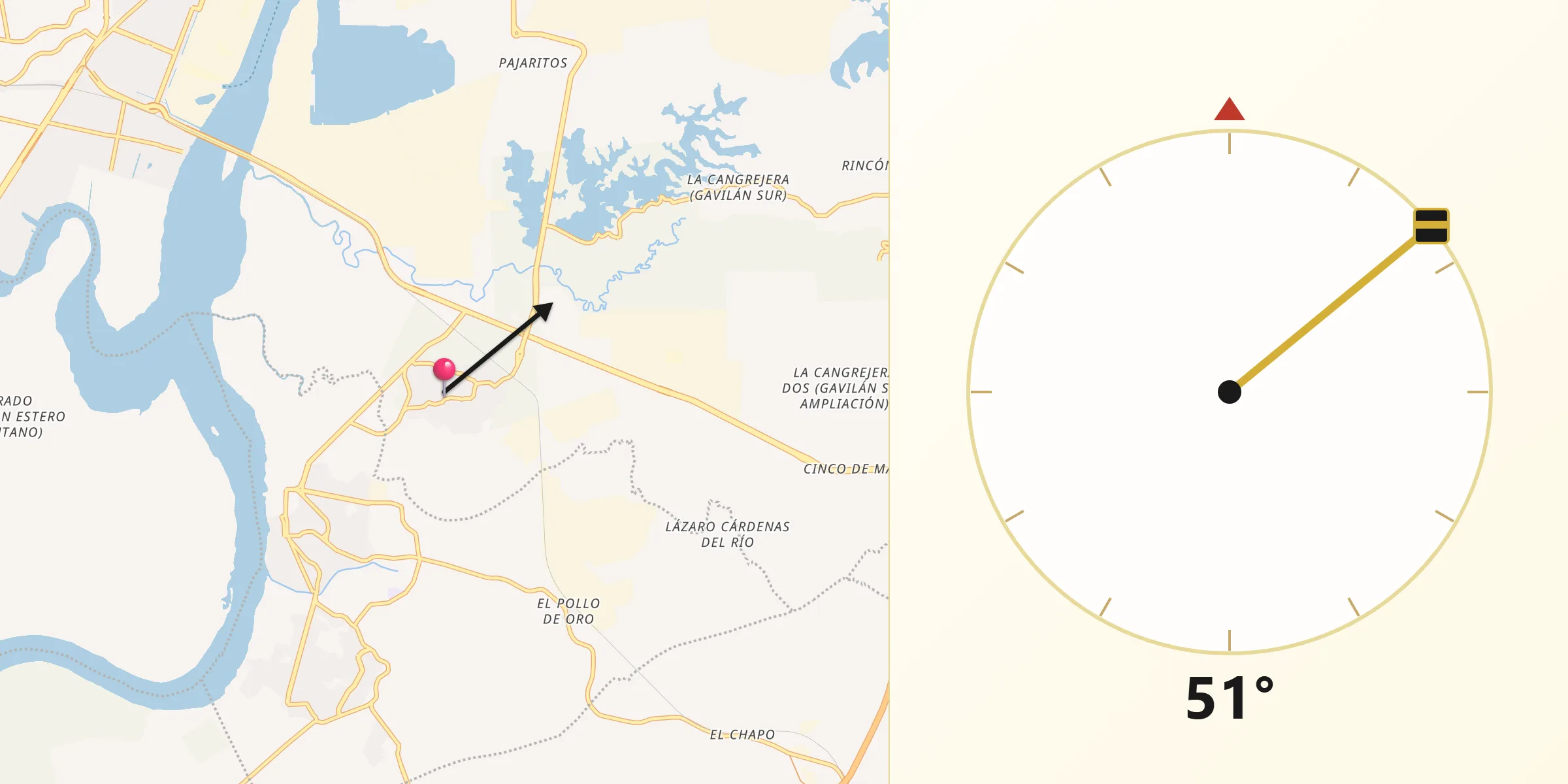 Dirección de la Qibla desde Mundo Nuevo