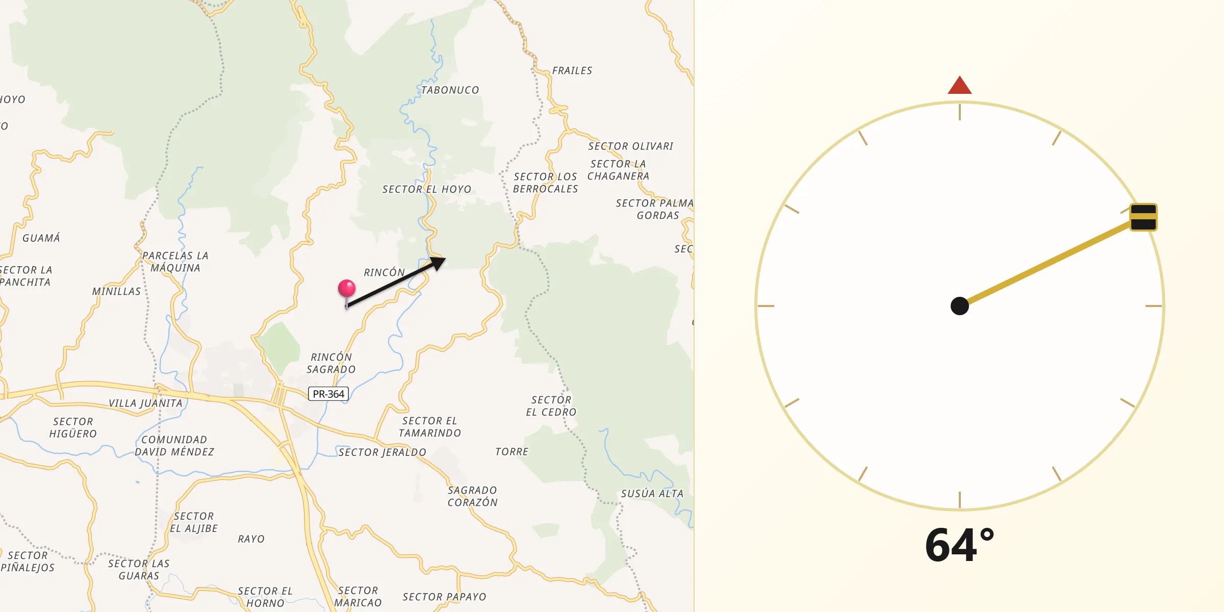 Qibla Direction from Sabana Grande Municipio