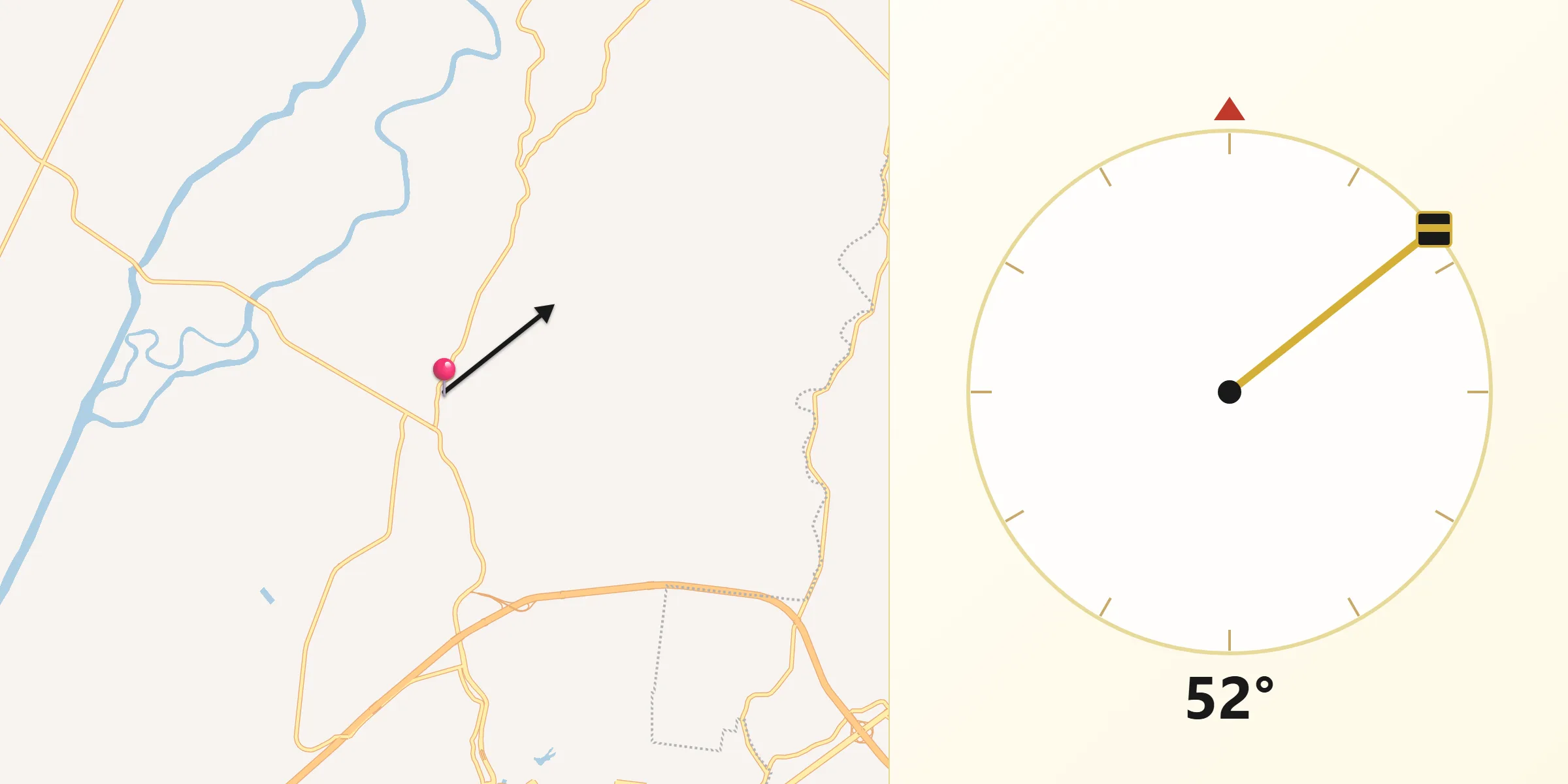 Dirección de la Qibla desde El Tigre