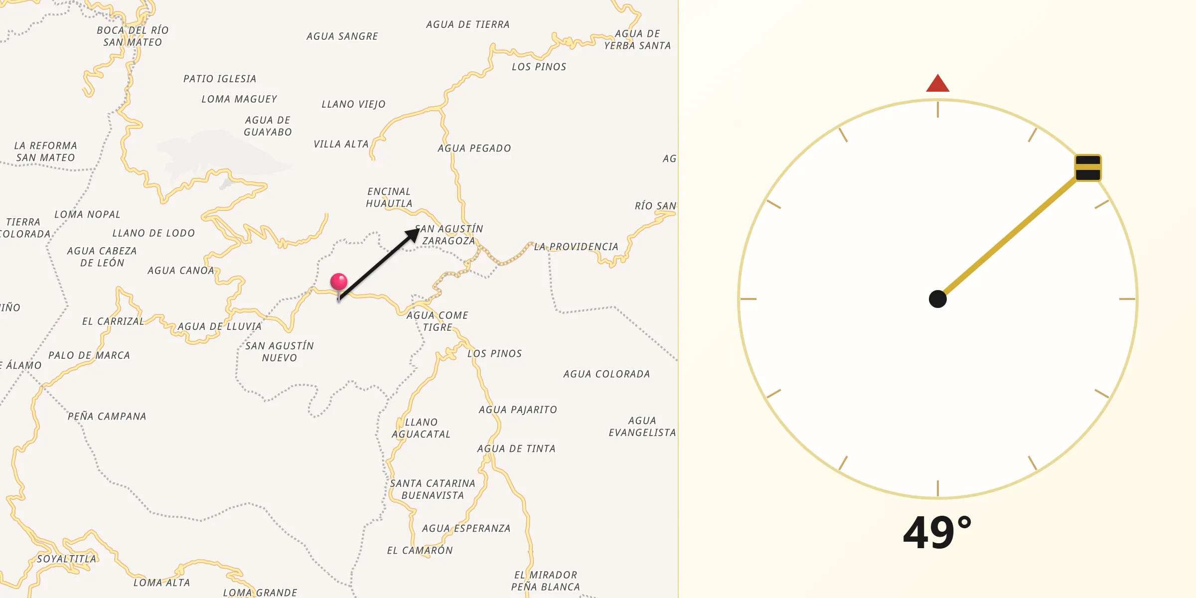 Dirección de la Qibla desde Santa María la Asunción