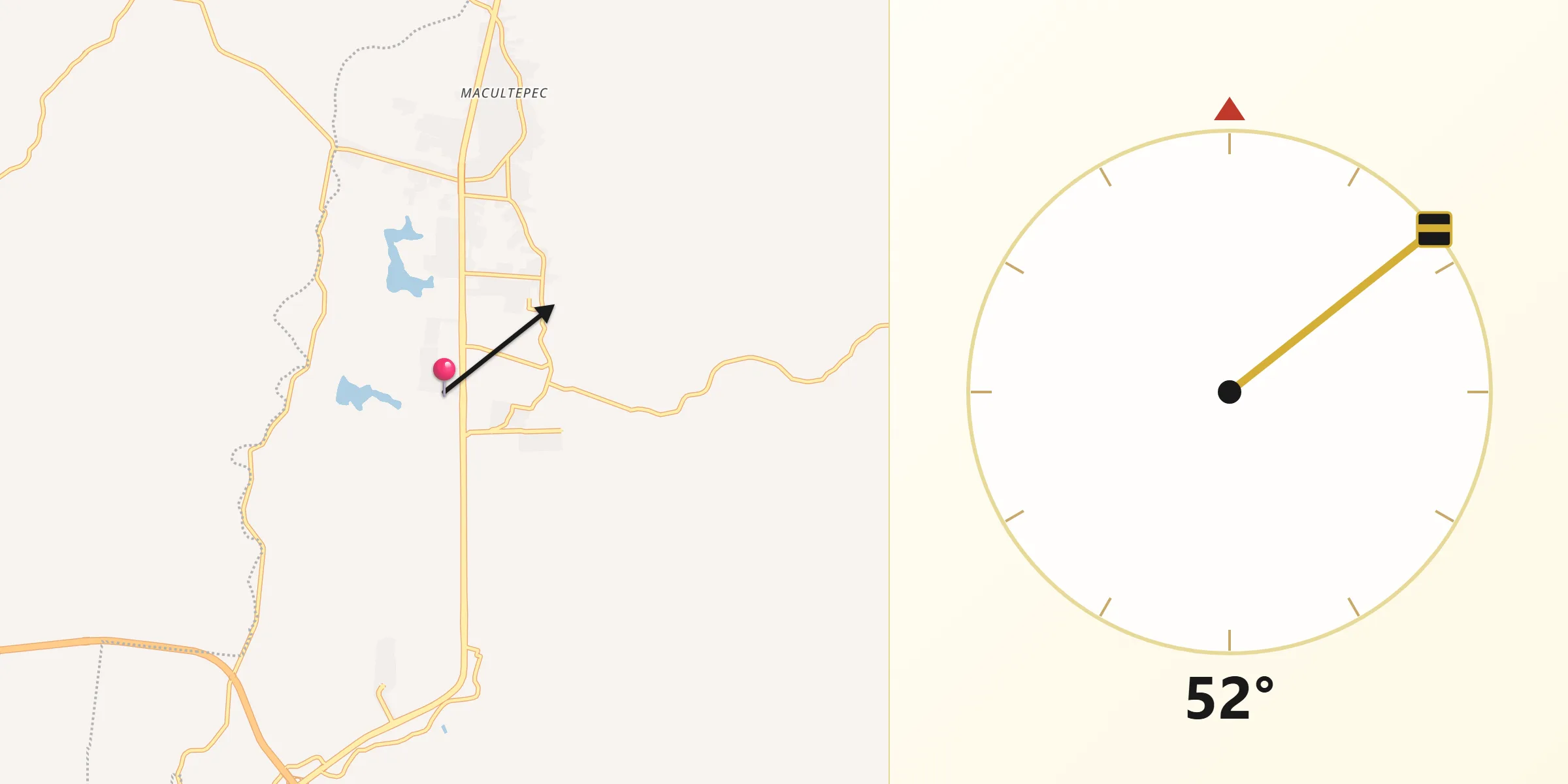 Dirección de la Qibla desde Fraccionamiento Ocuiltzapotlán Dos
