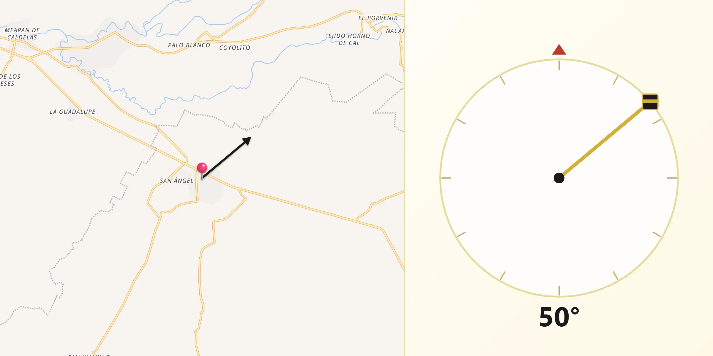 Dirección de la Qibla desde Corral Nuevo