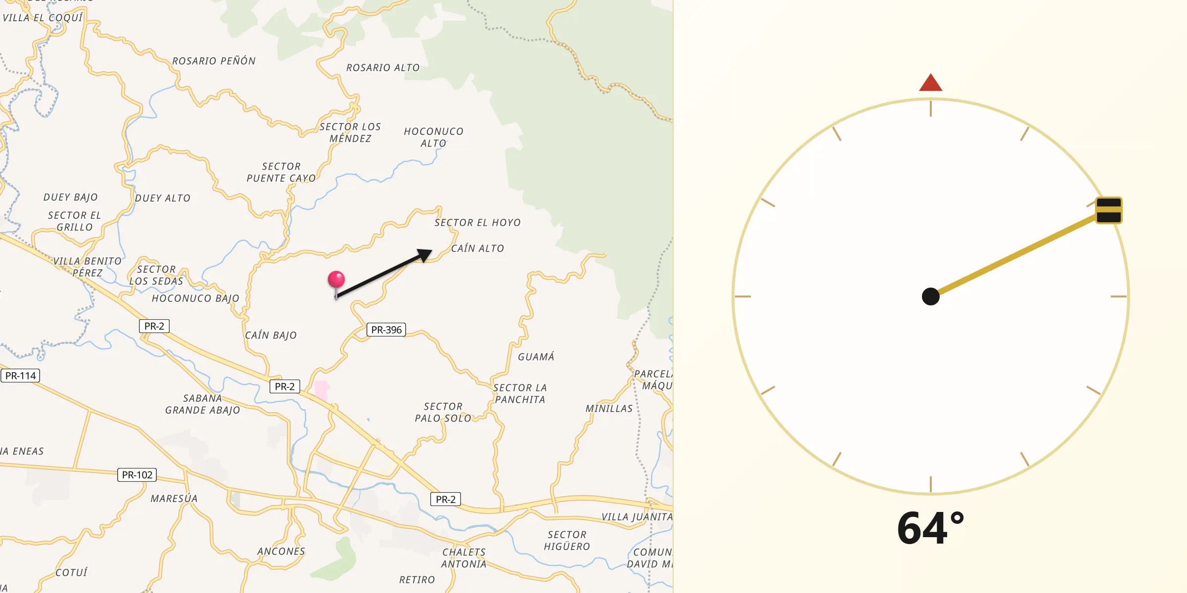 Qibla Direction from San Germán Municipio