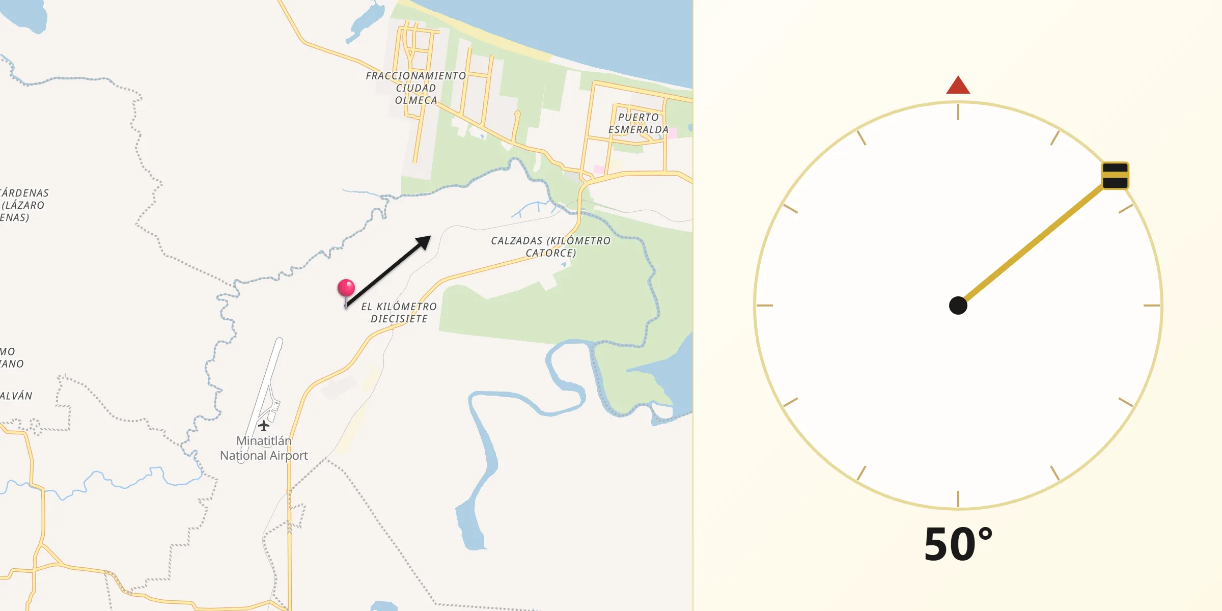 Dirección de la Qibla desde Residencial las Olas