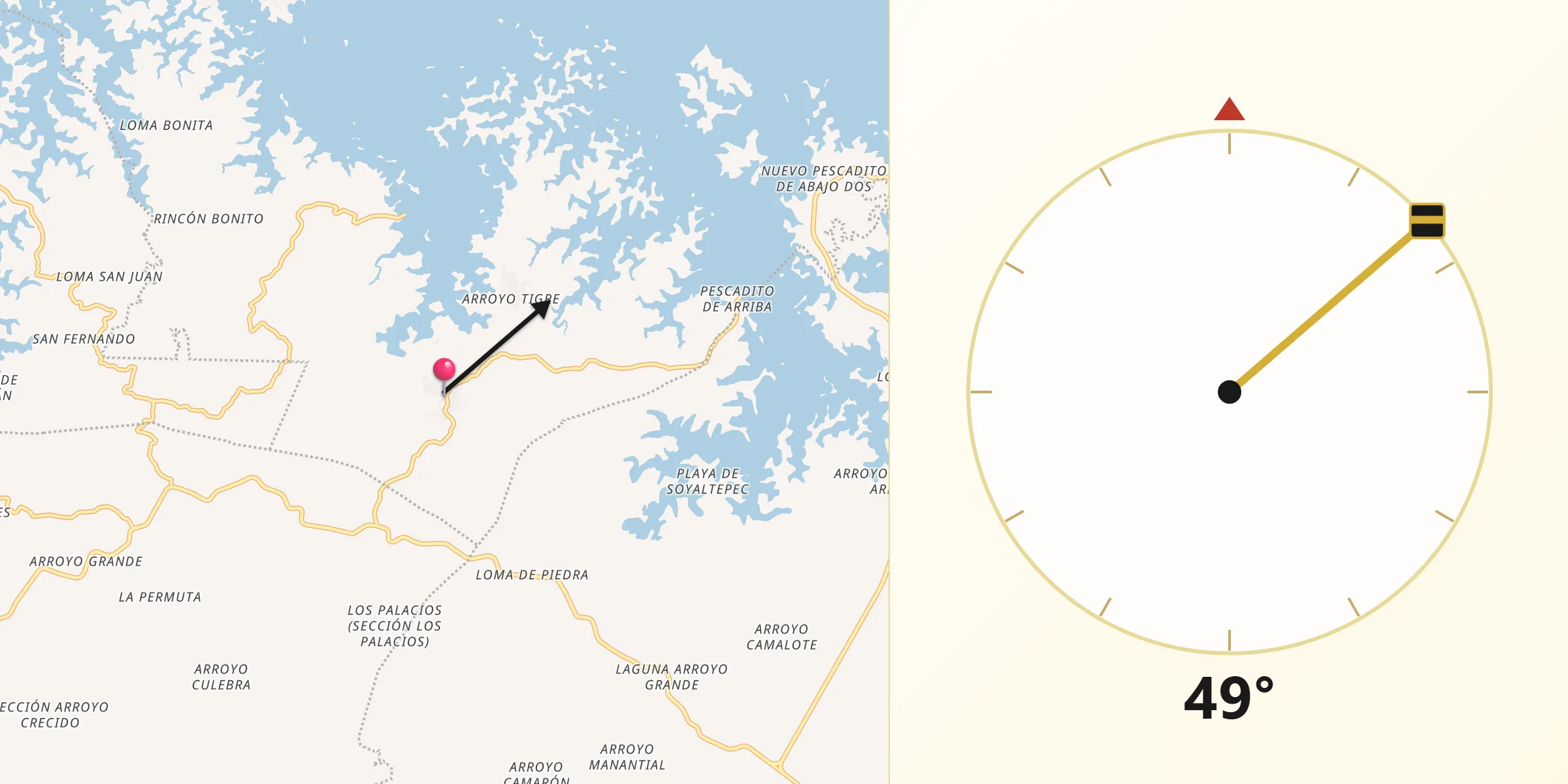 Dirección de la Qibla desde Piedra de Amolar