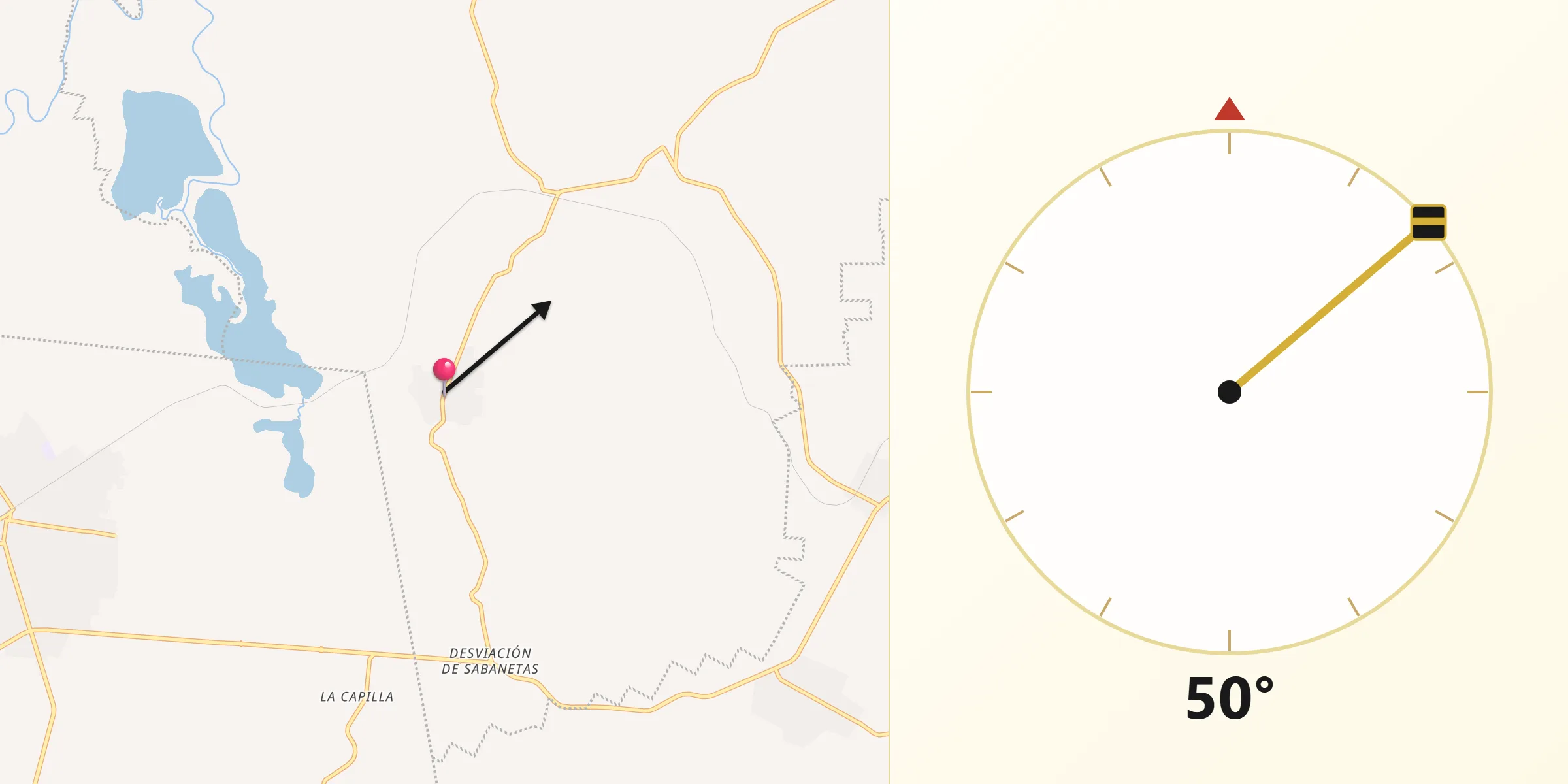 Dirección de la Qibla desde Las Sabanetas