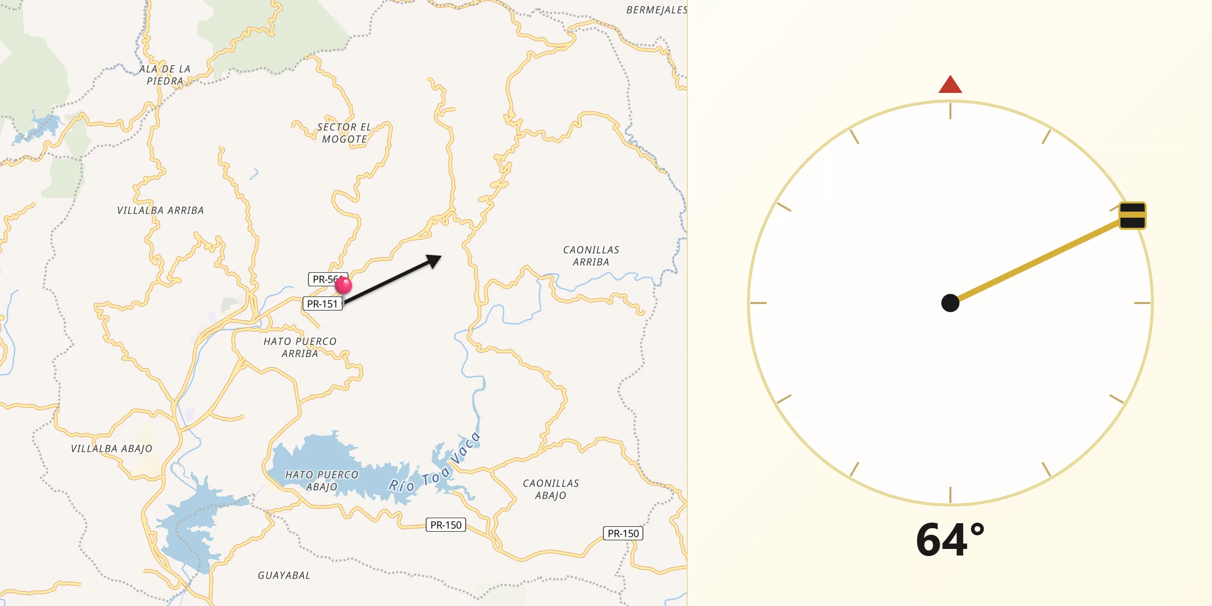 Qibla Direction from Villalba Municipio