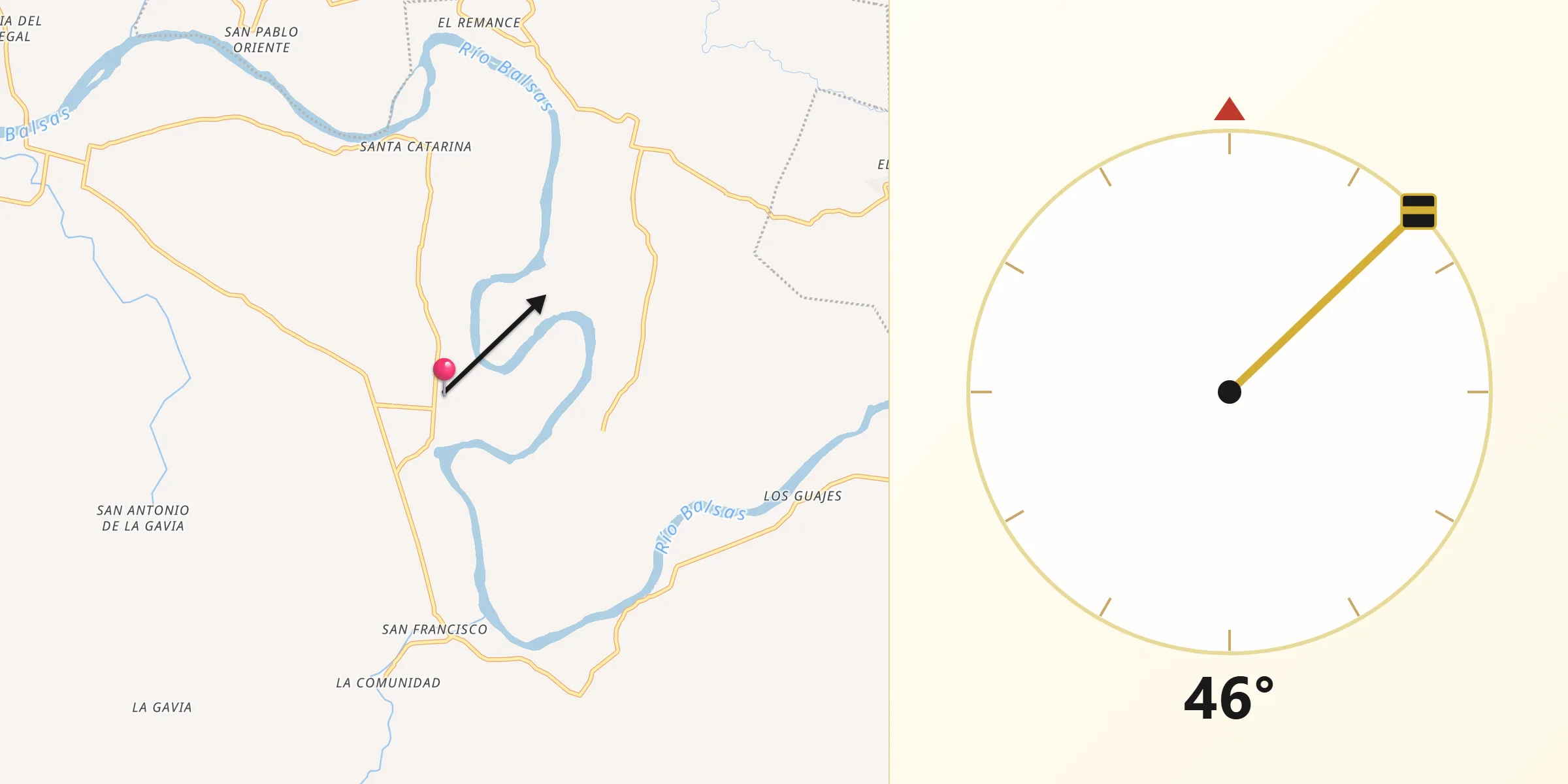 Dirección de la Qibla desde Valle Luz