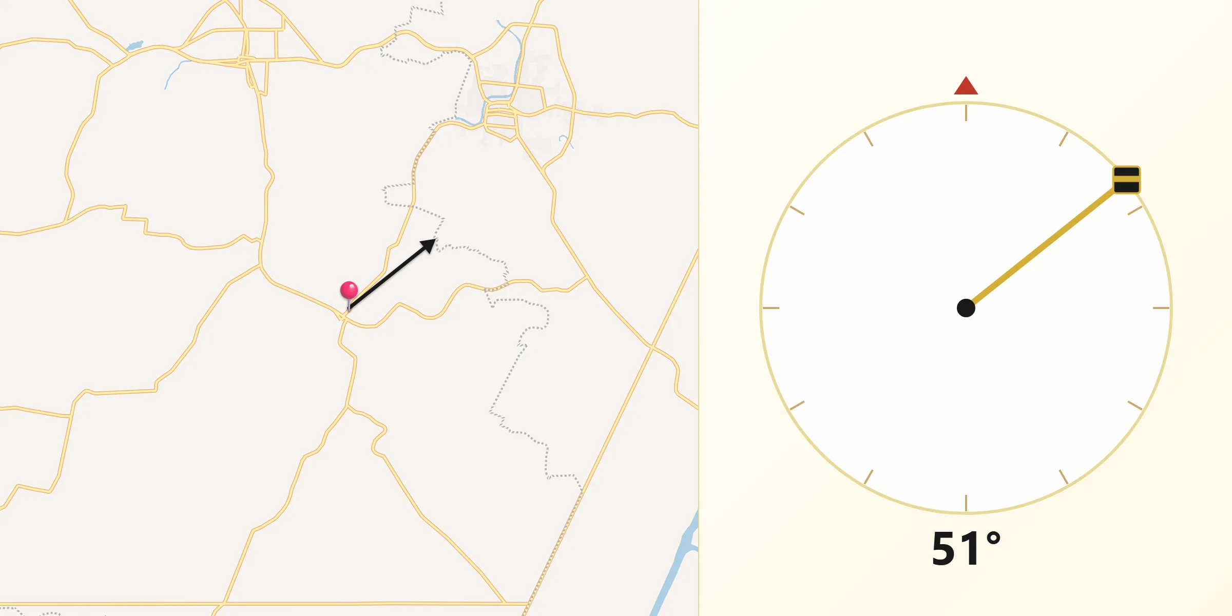 Dirección de la Qibla desde Jalupa