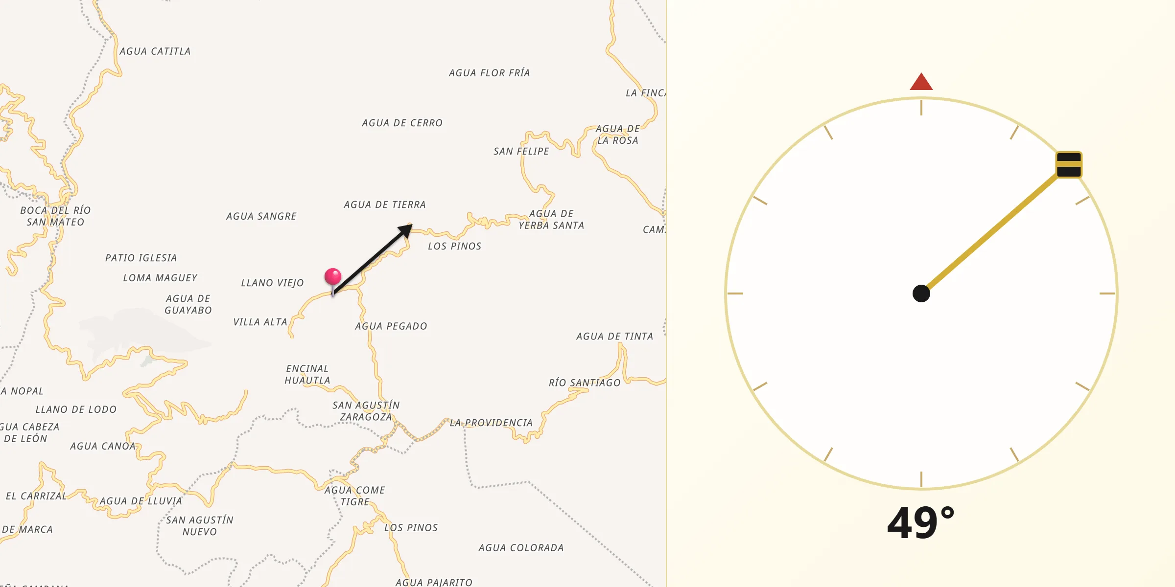 Dirección de la Qibla desde San Andrés Hidalgo