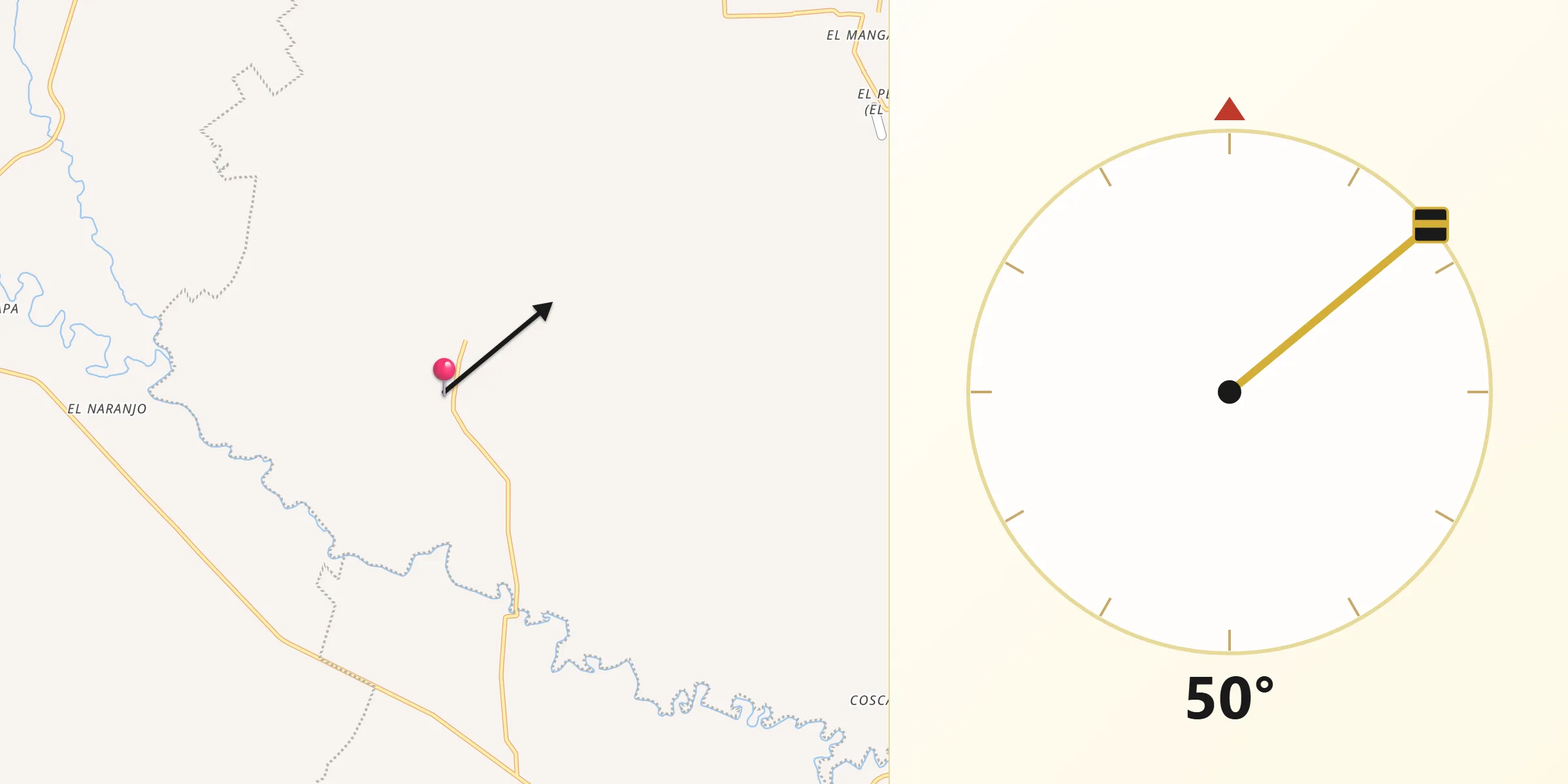 Dirección de la Qibla desde Minzapan