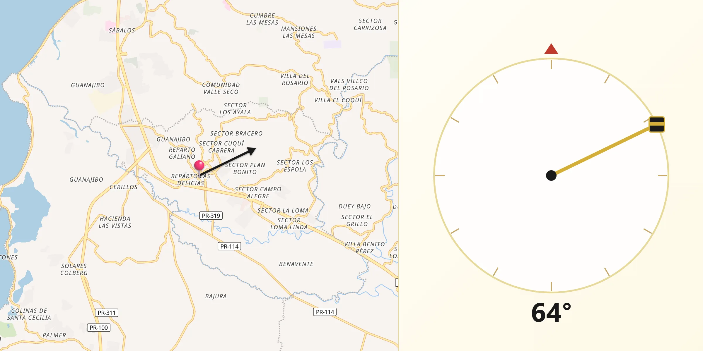 Qibla Direction from Hormigueros