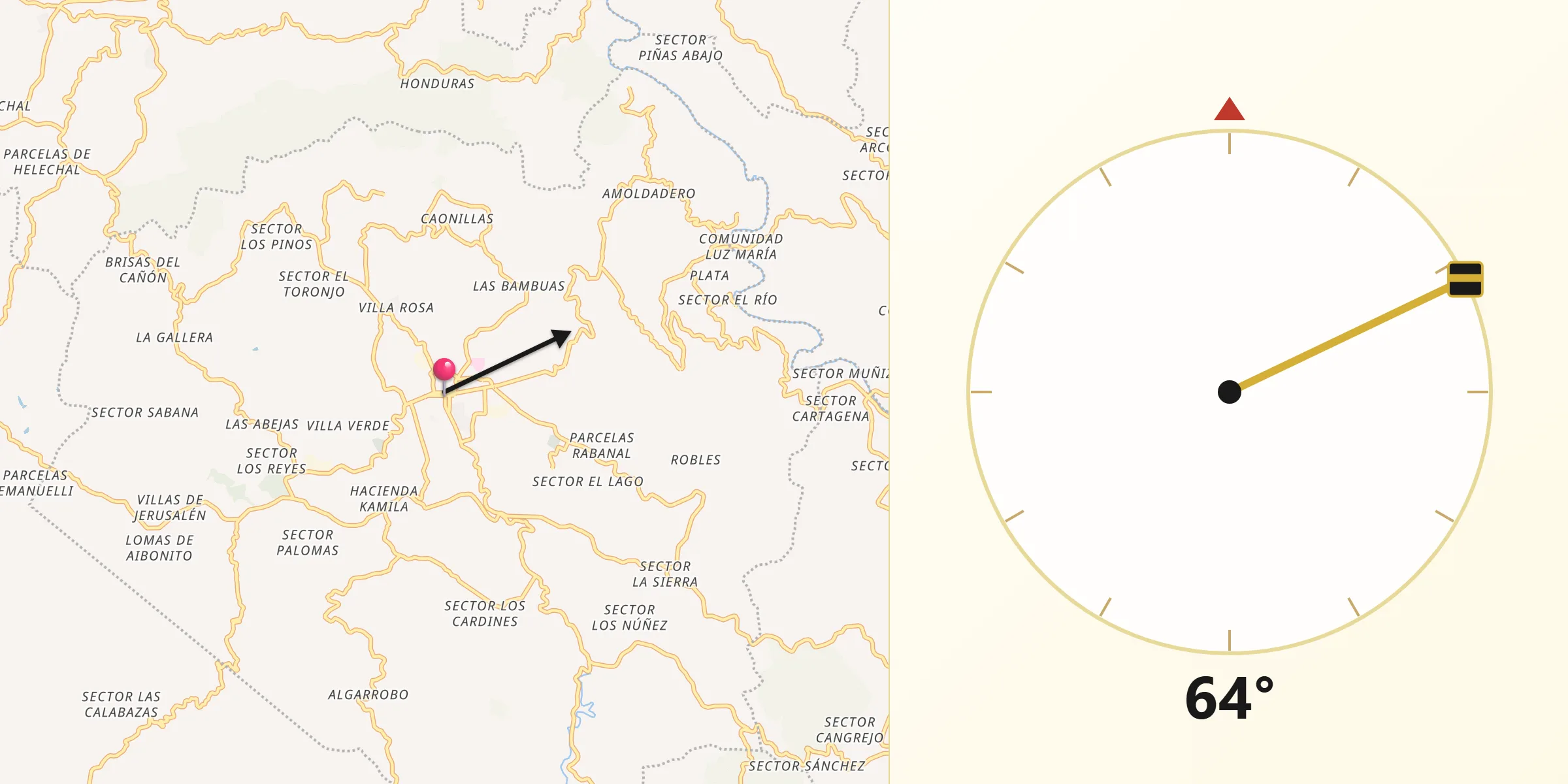 Qibla Direction from Aibonito