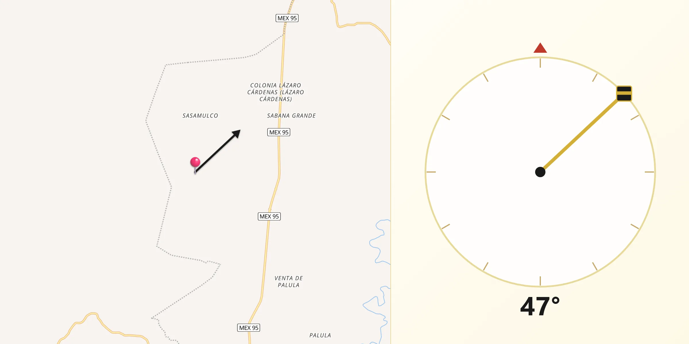Dirección de la Qibla desde Tecuexcontitlán (Tecoescontitlán)