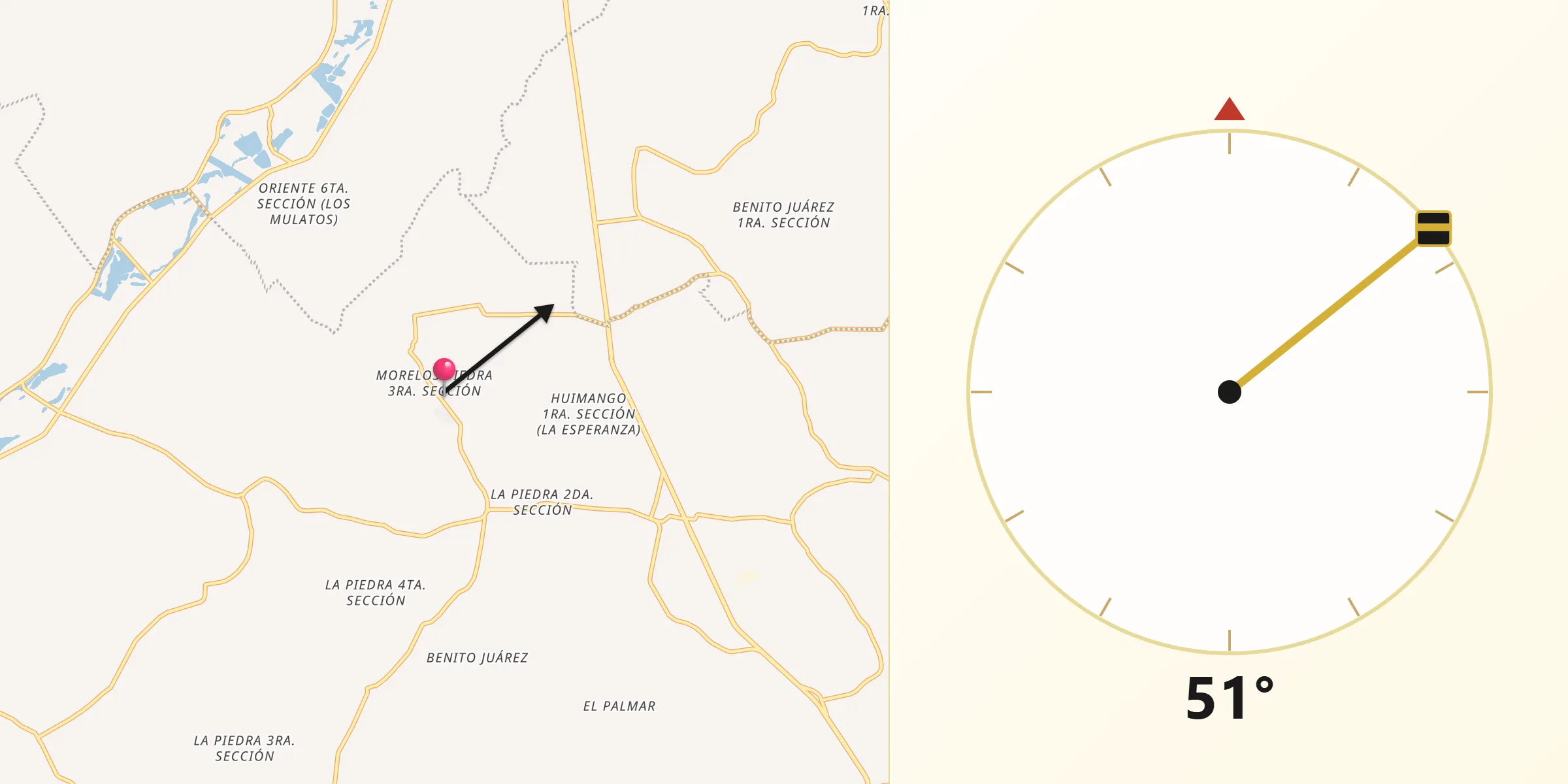Dirección de la Qibla desde Morelos Piedra 3ra. Sección