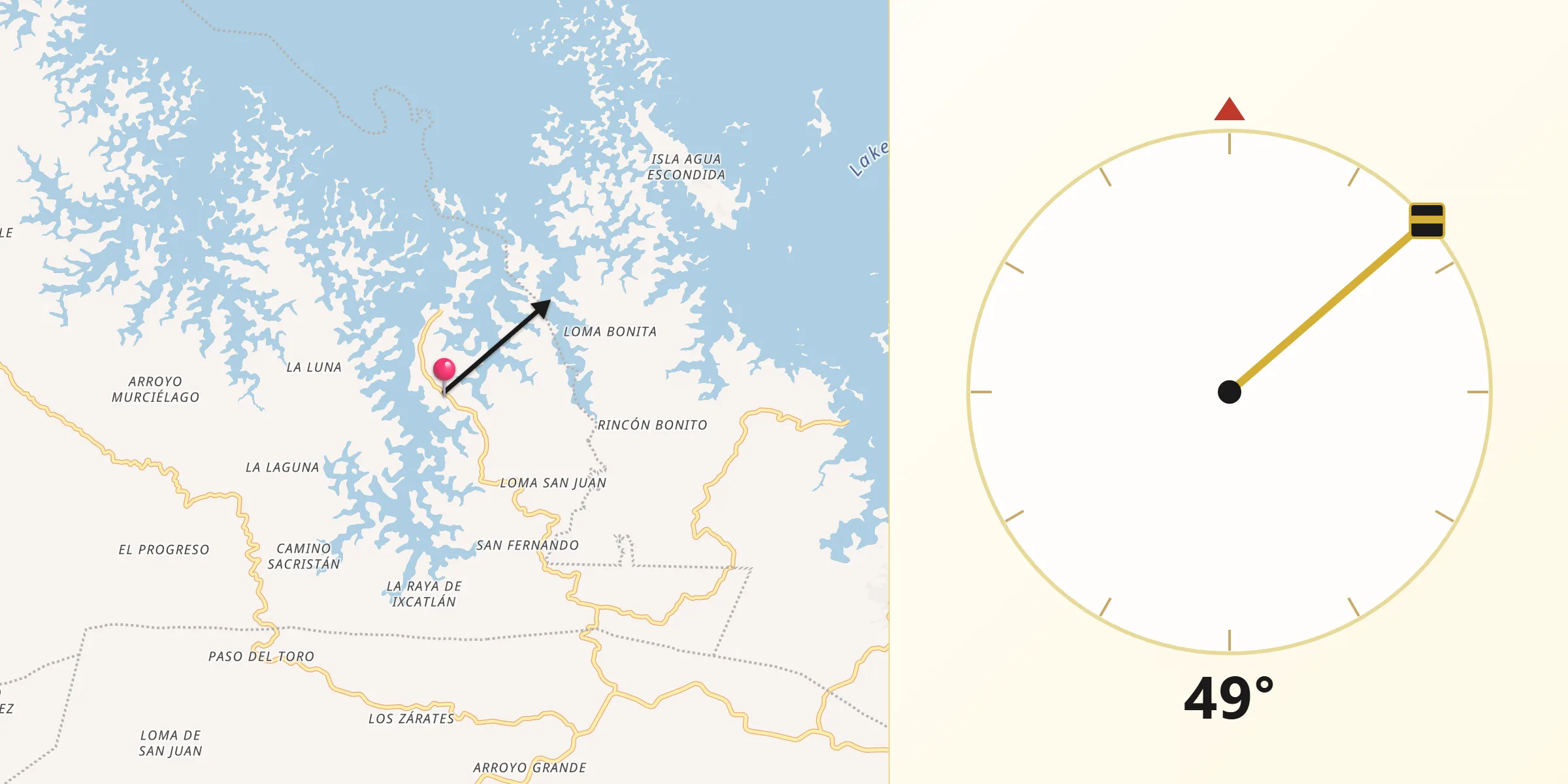 Dirección de la Qibla desde San Pedro Ixcatlán