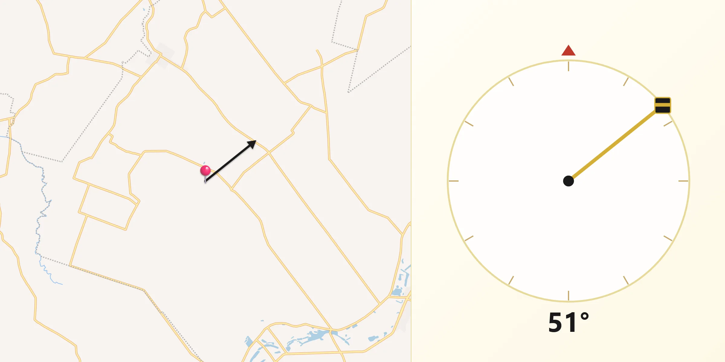 Dirección de la Qibla desde Amado Gómez