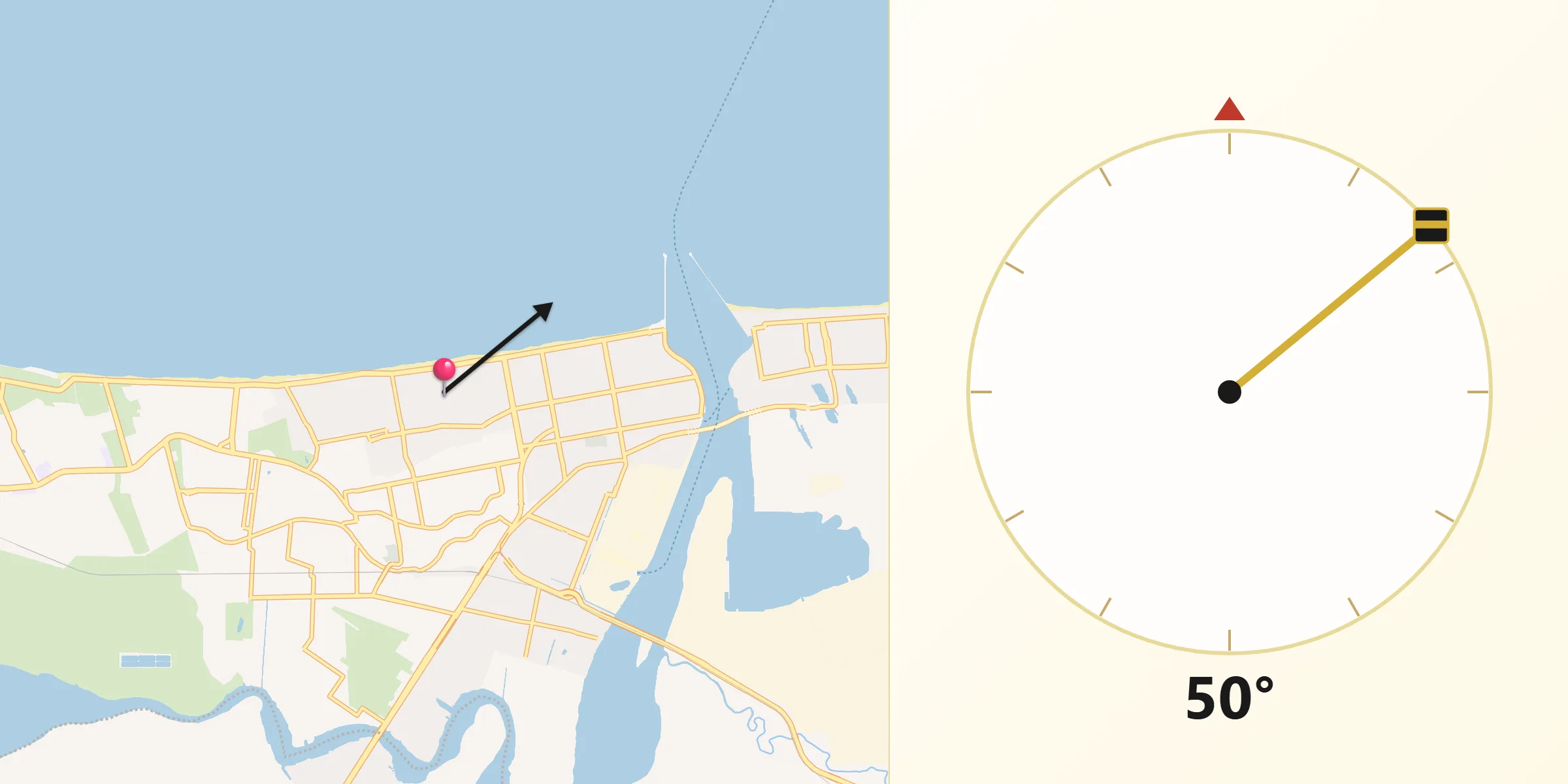 Dirección de la Qibla desde Puerto Mexico
