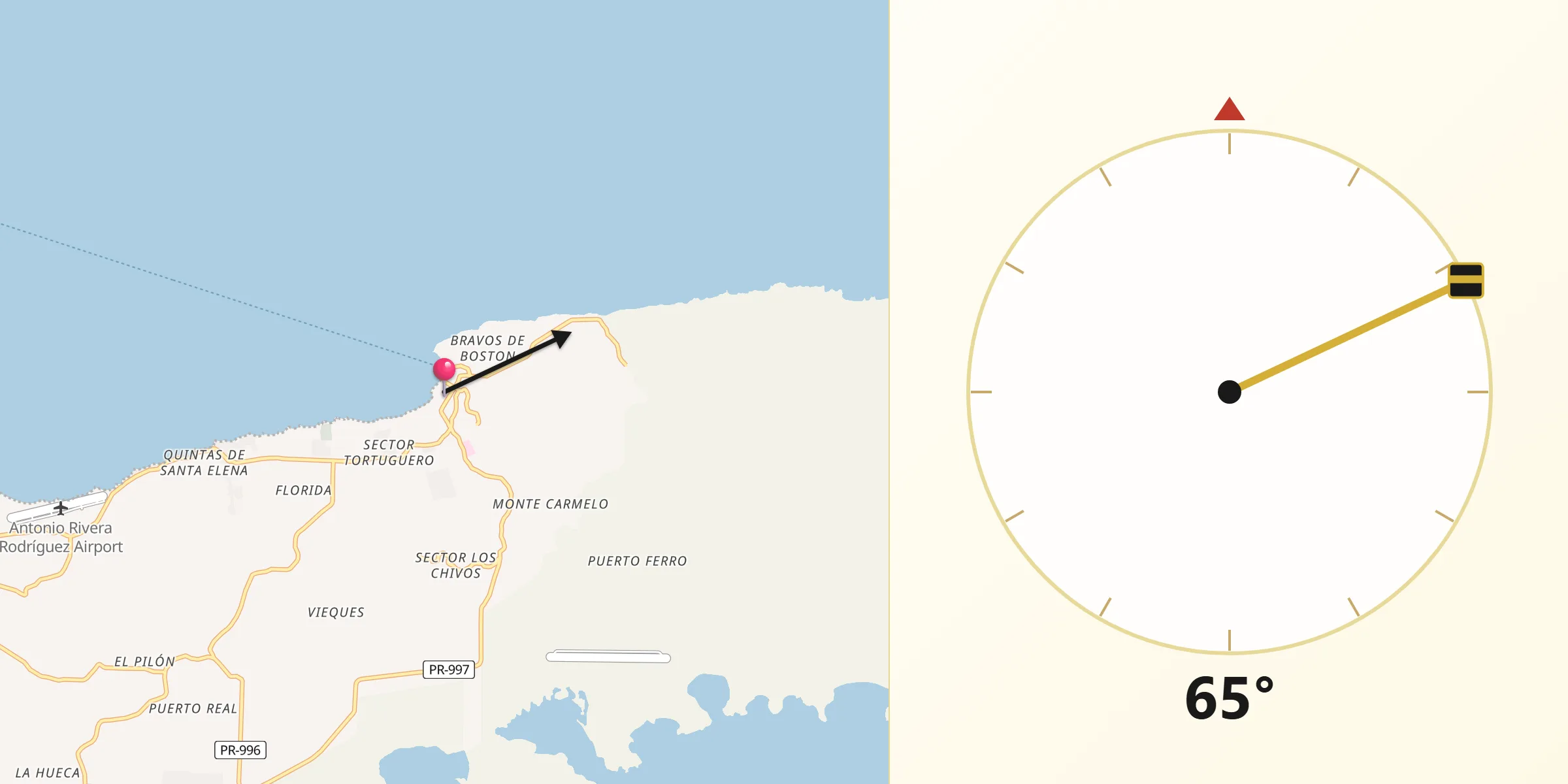 Qibla Direction from Isabel Segunda