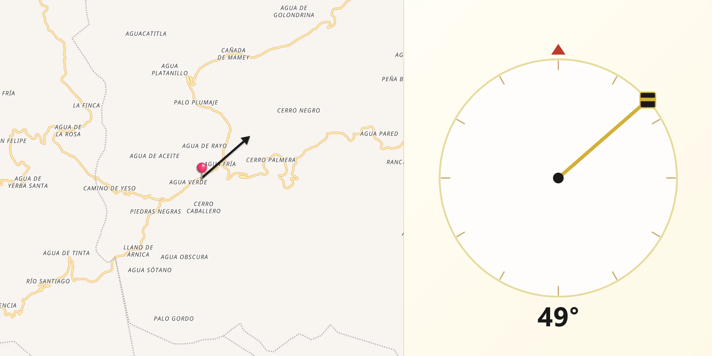 Dirección de la Qibla desde San José Tenango